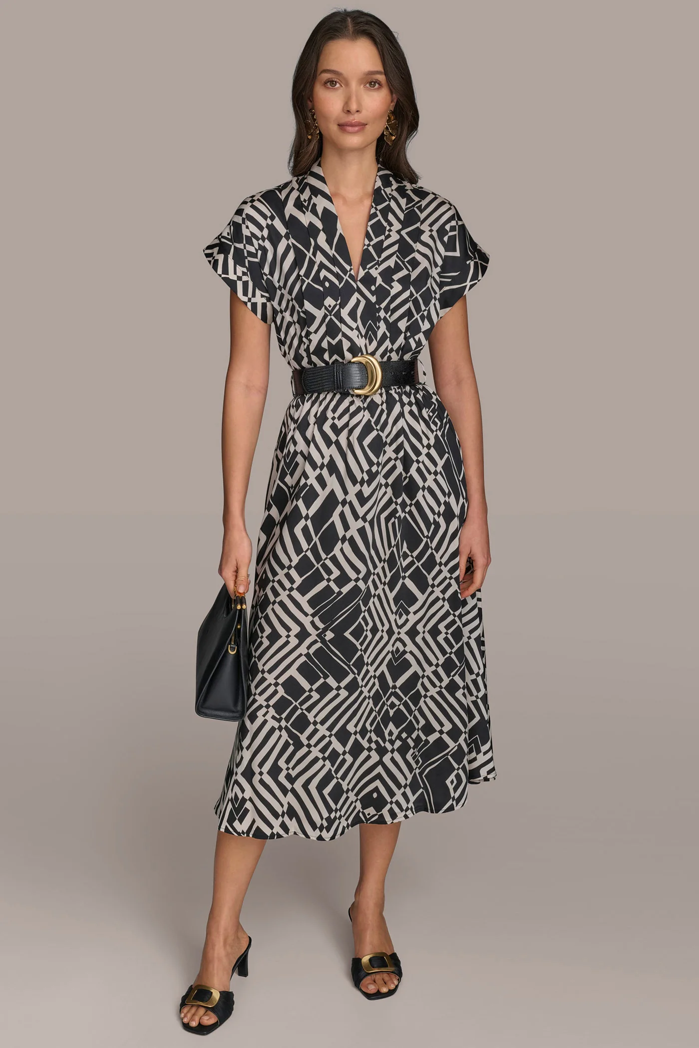 ABSTRACT MIDI SHIRT DRESS