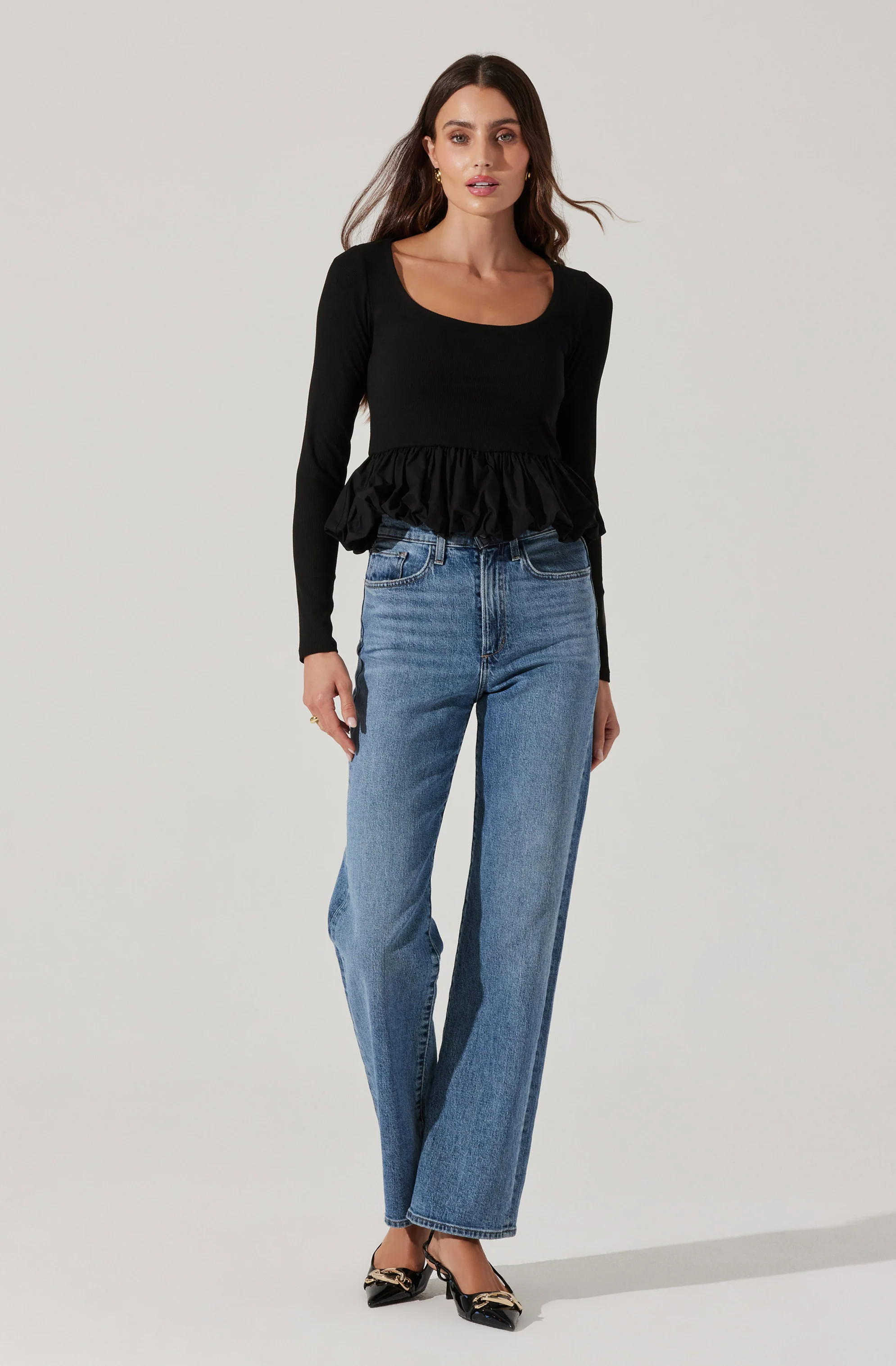 Bubble Hem Peplum Top