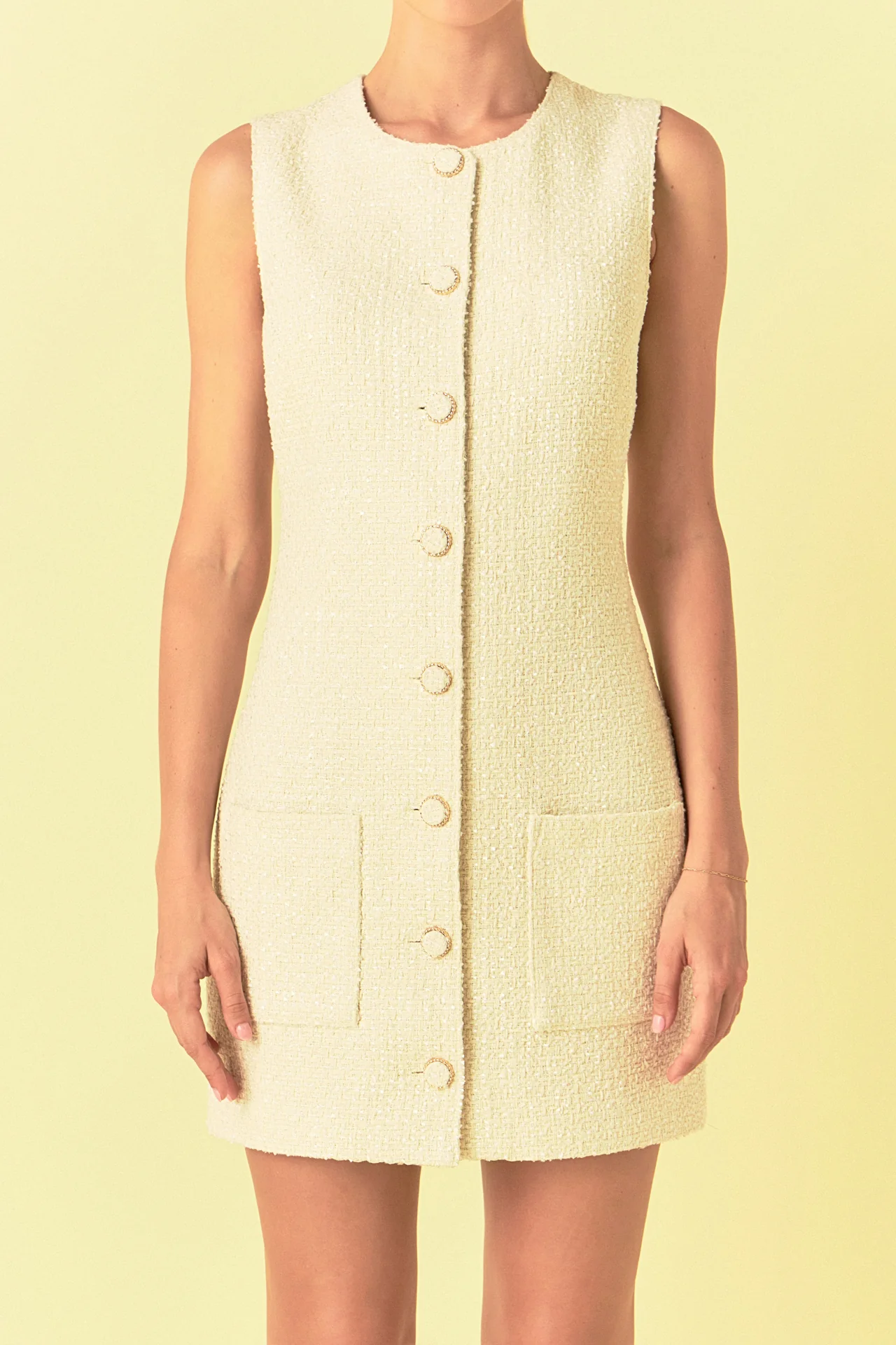 Sleeveless Tweed Mini Dress