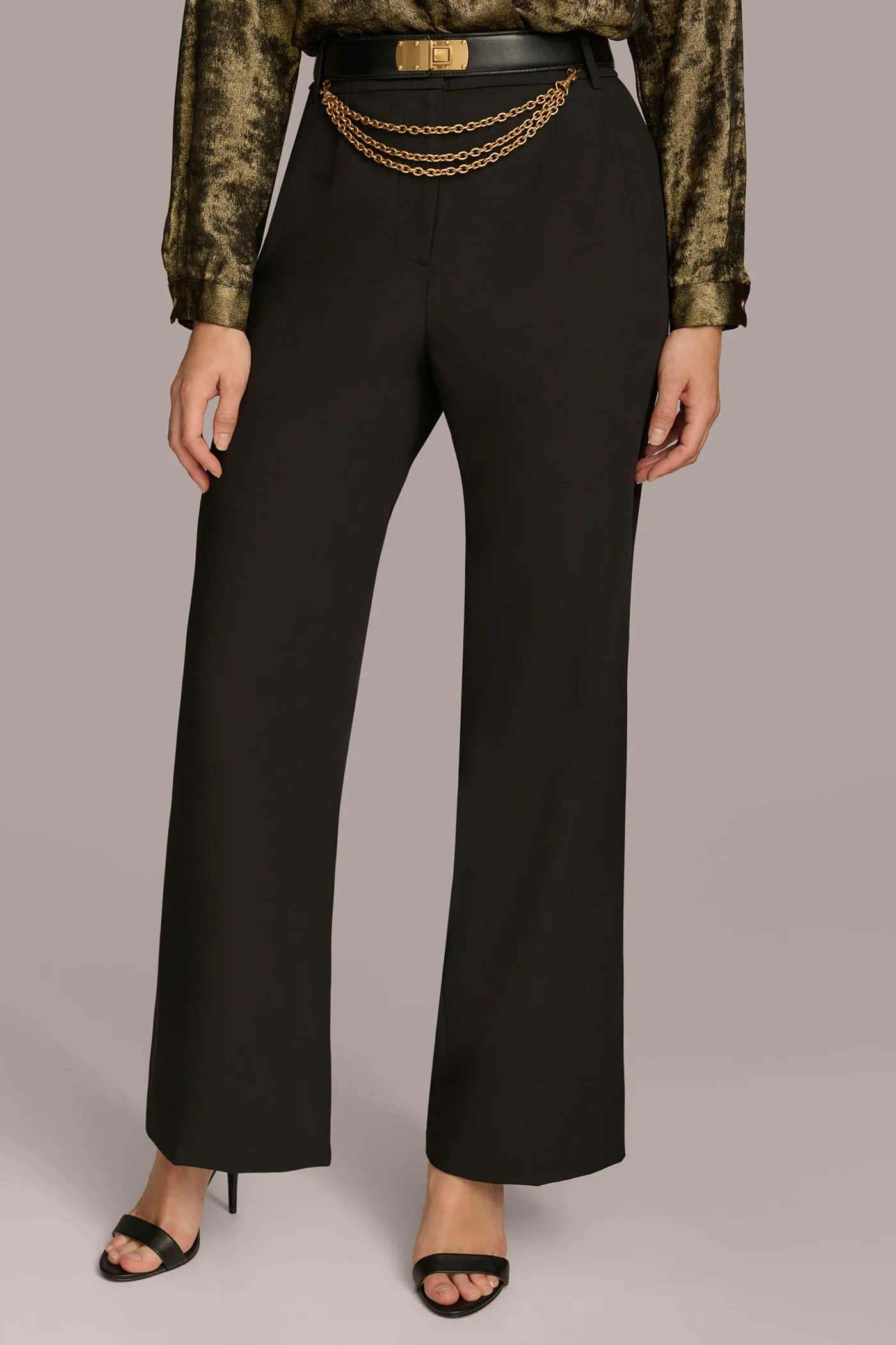 WIDE LEG TROUSER WITH CHAIN BELT