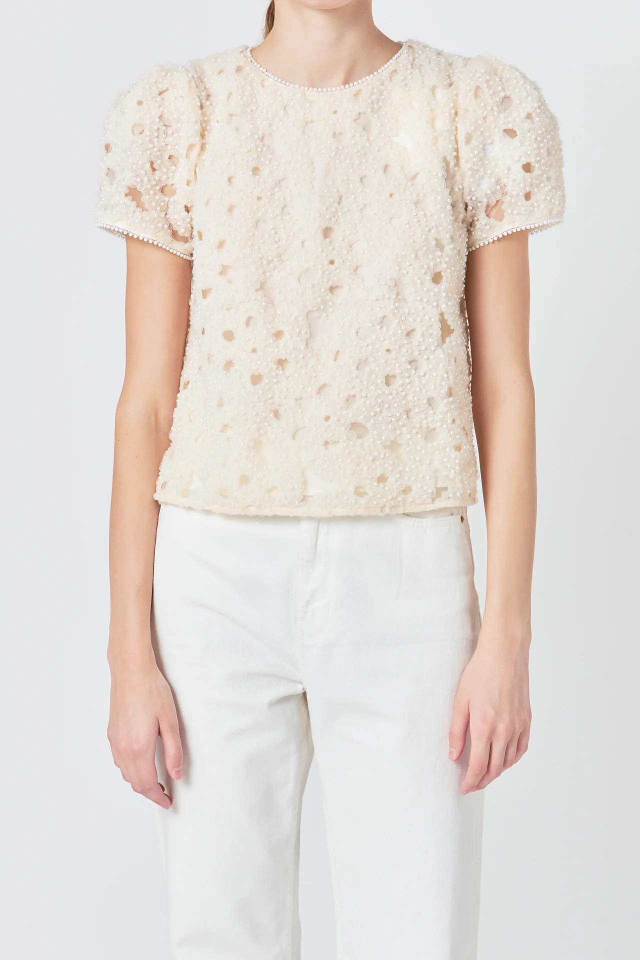 Pearl and Tulle Textured Top