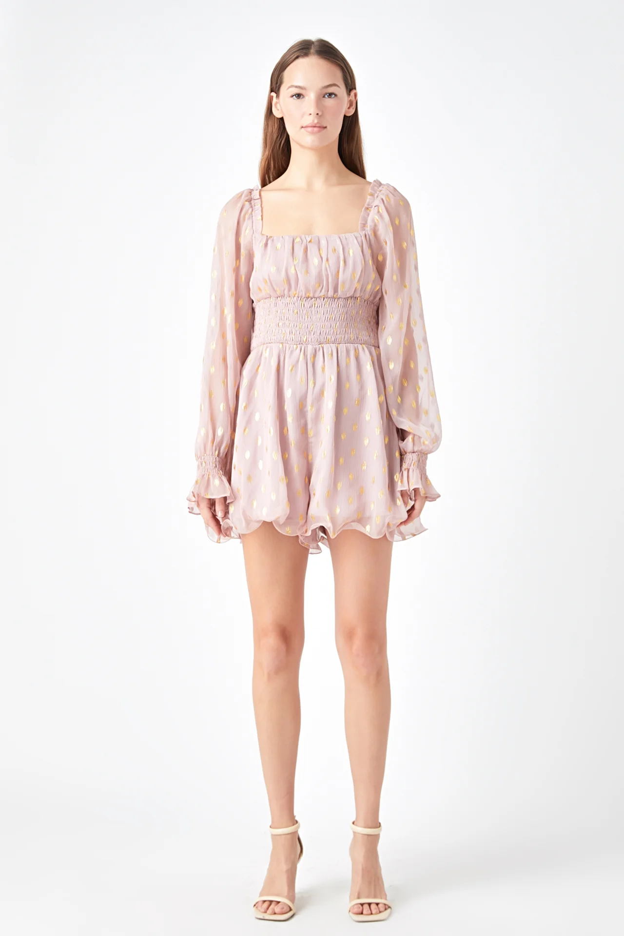 Foiled Dot Long Sleeves Romper