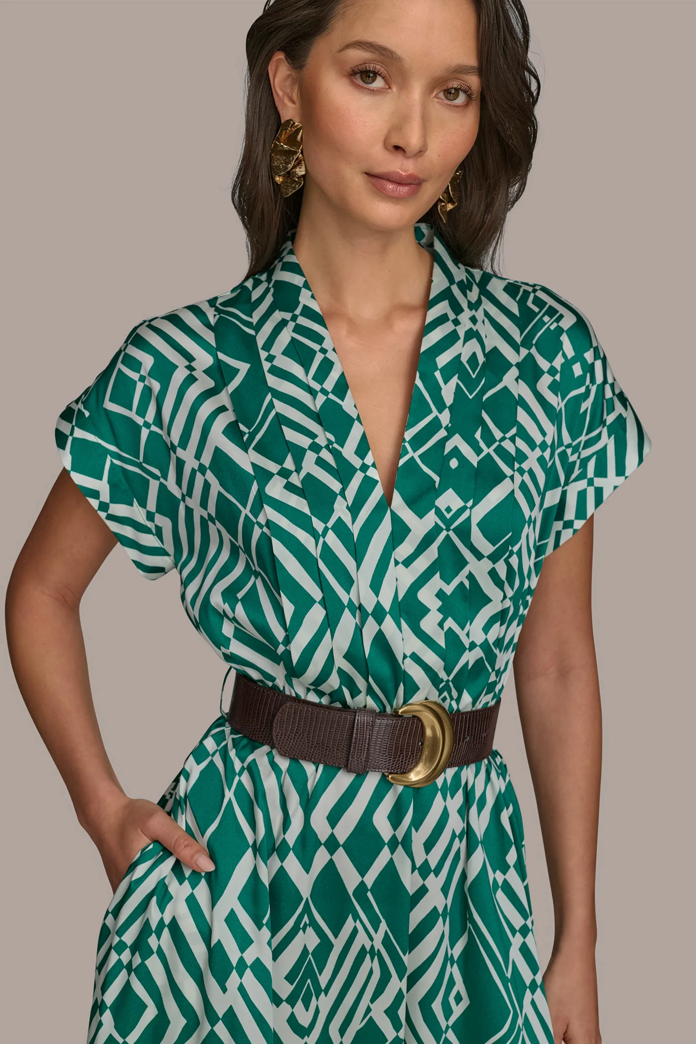 ABSTRACT MIDI SHIRT DRESS