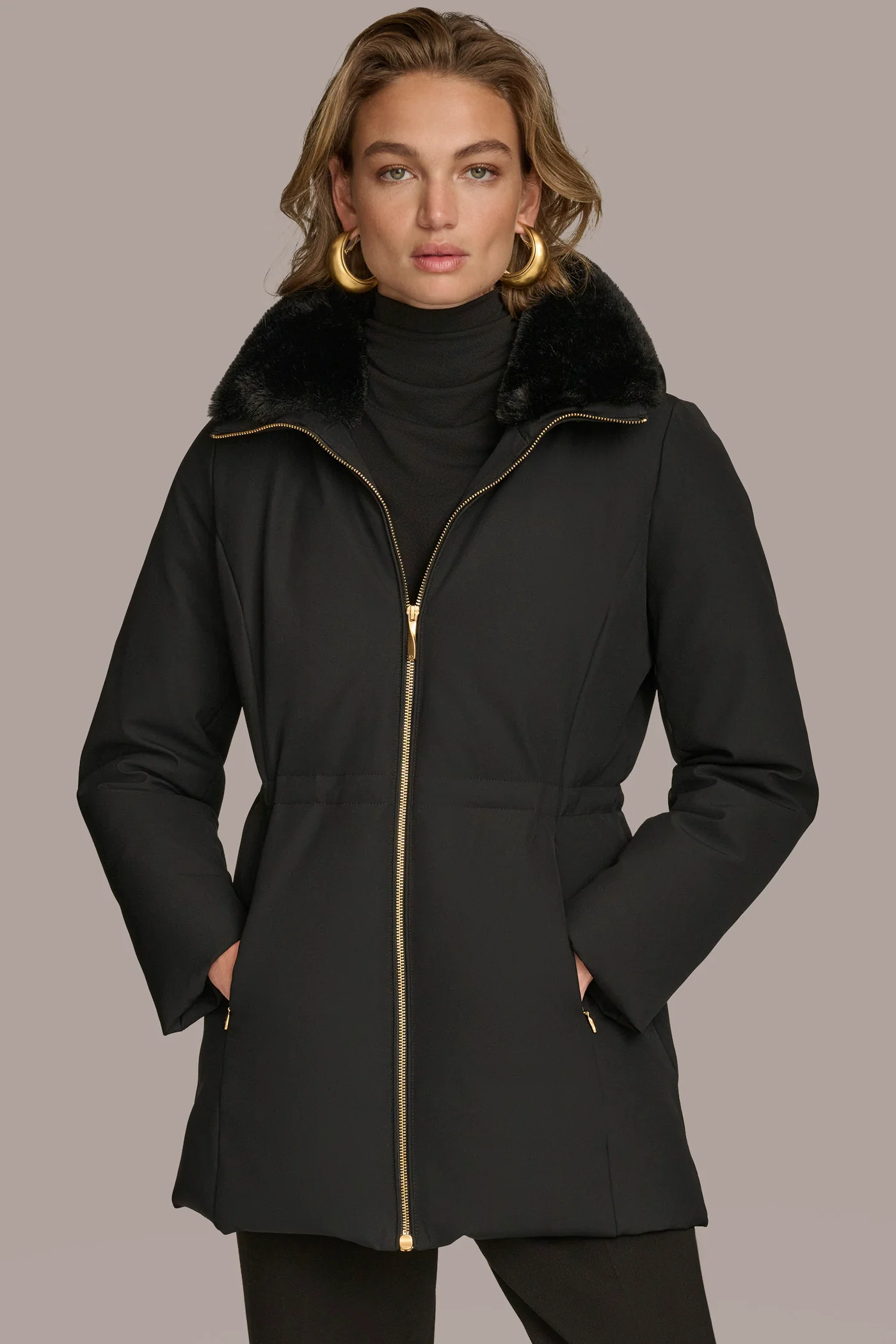 FAUX FUR LINED PUFFER