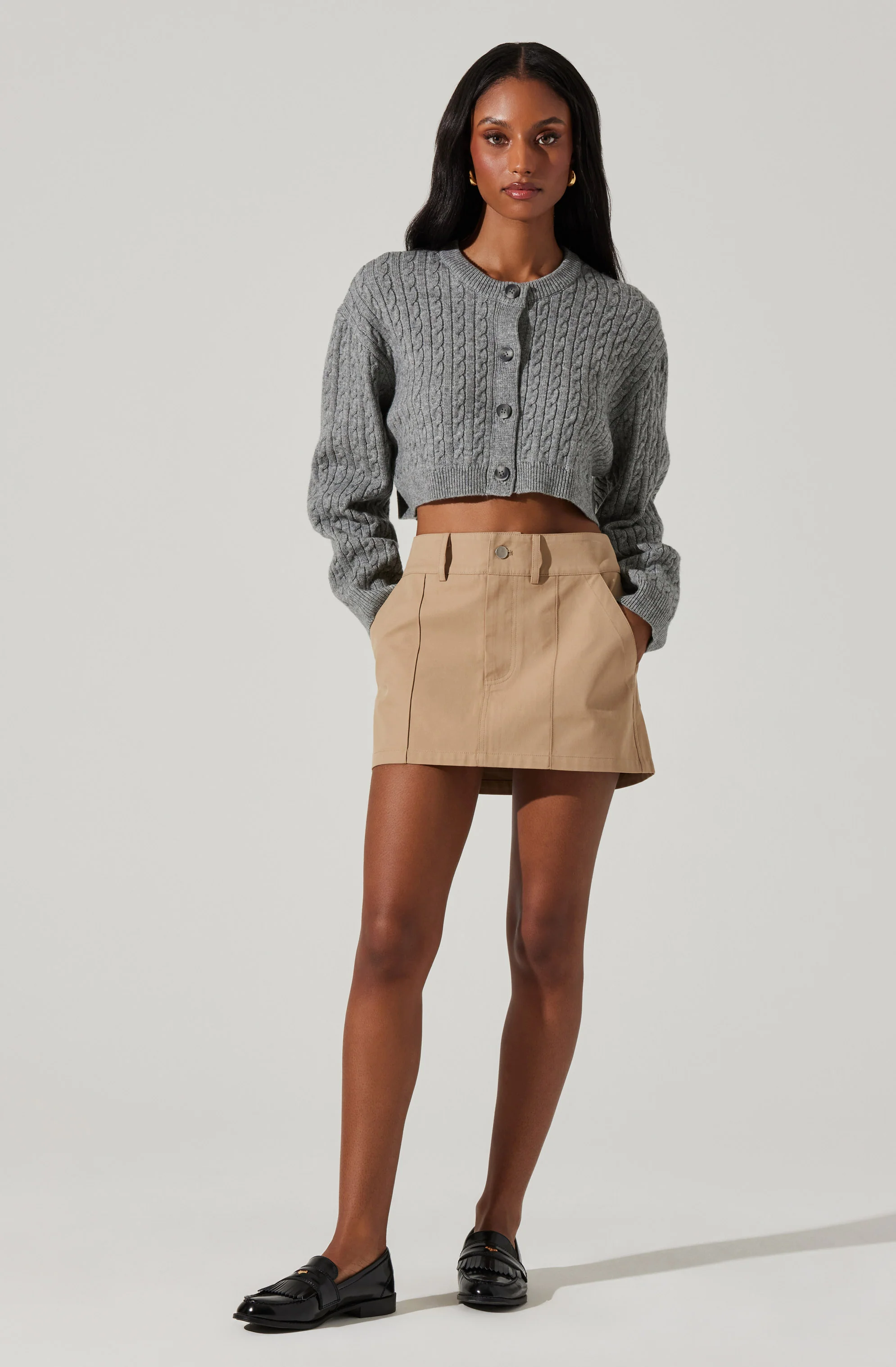 Sebille Cropped Cable Cardigan