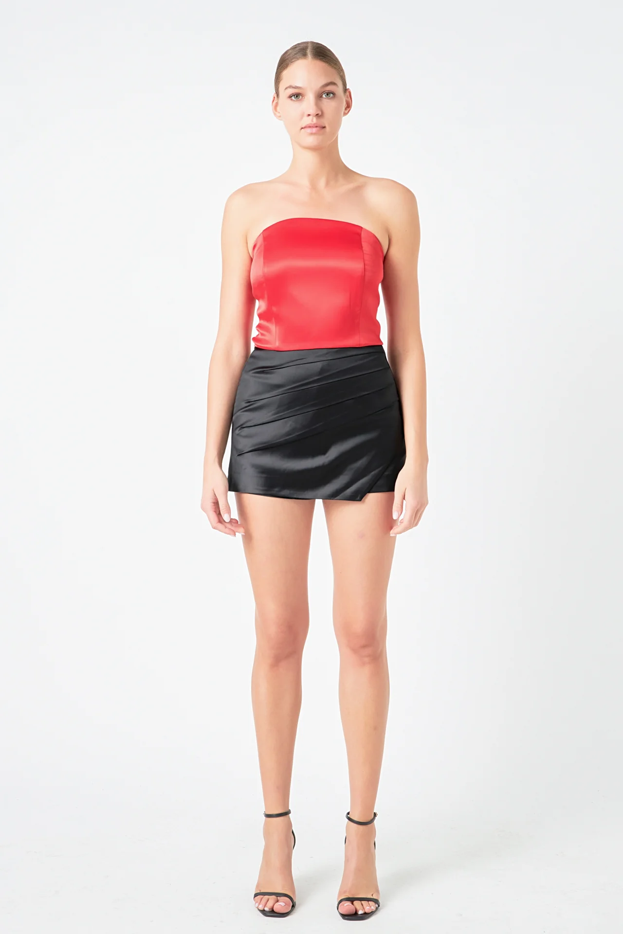 Satin Strapless Curved Bustier