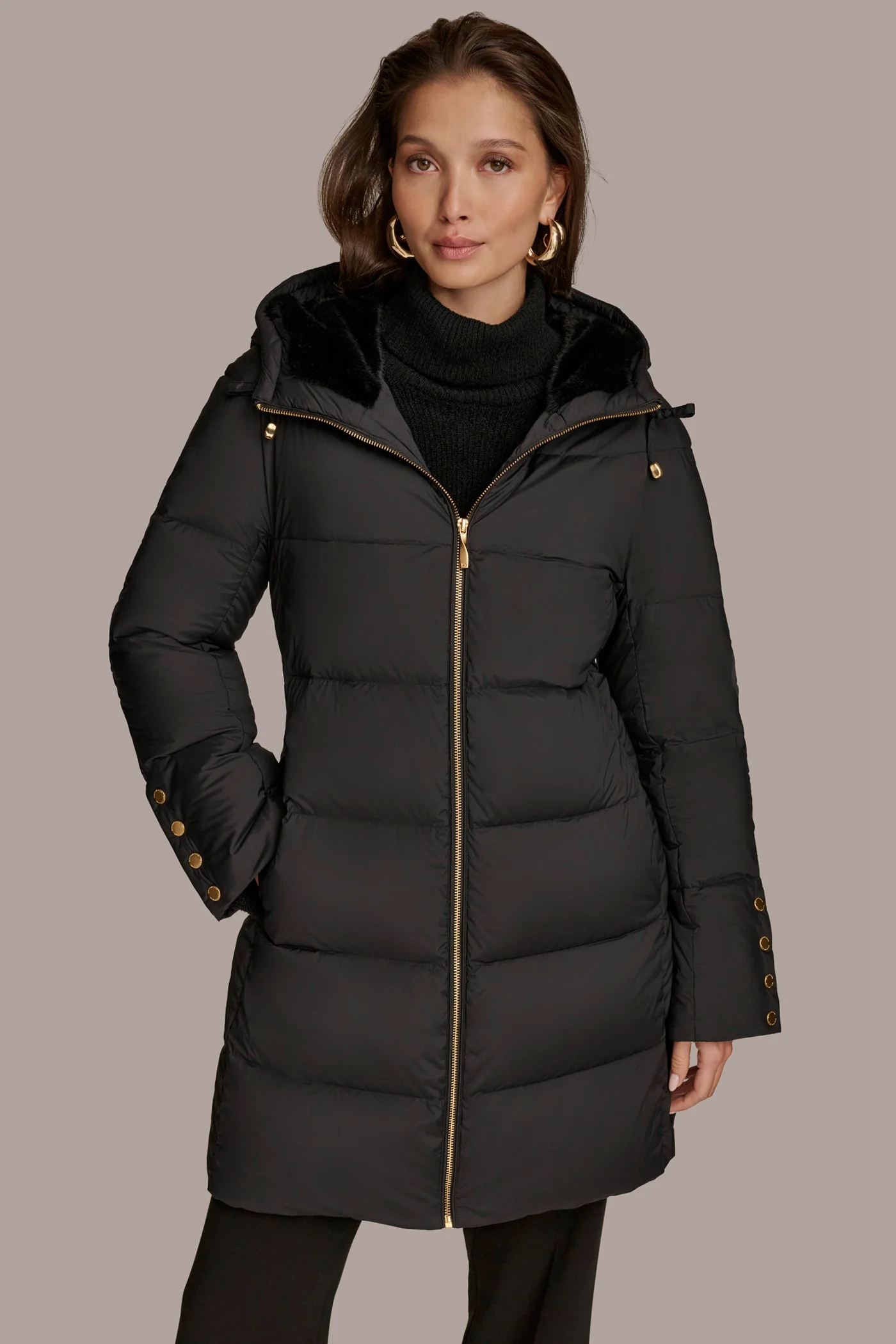 Long Hooded Down Filled Puffer Coat