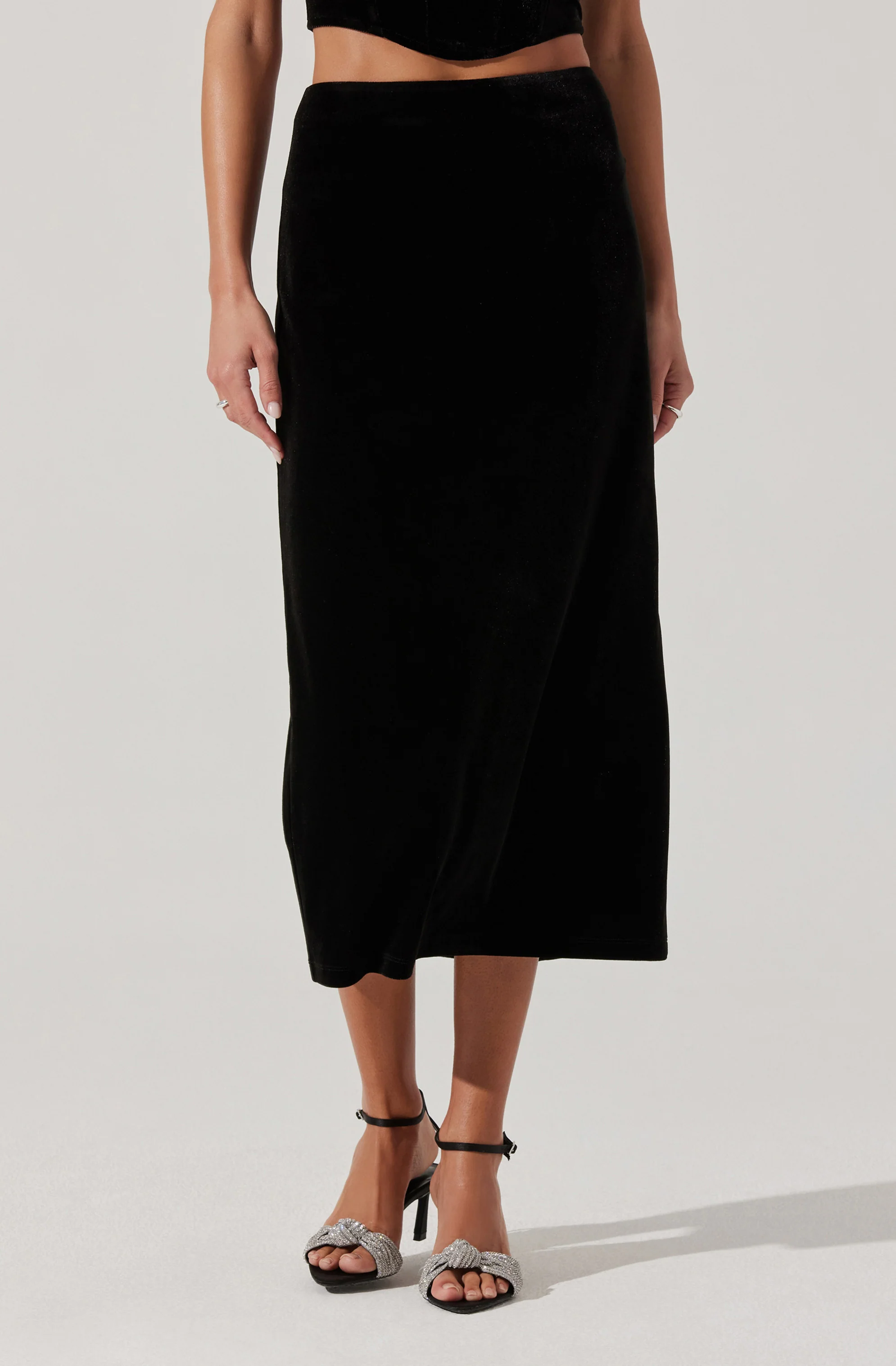 Velvet Midi A-Line Skirt