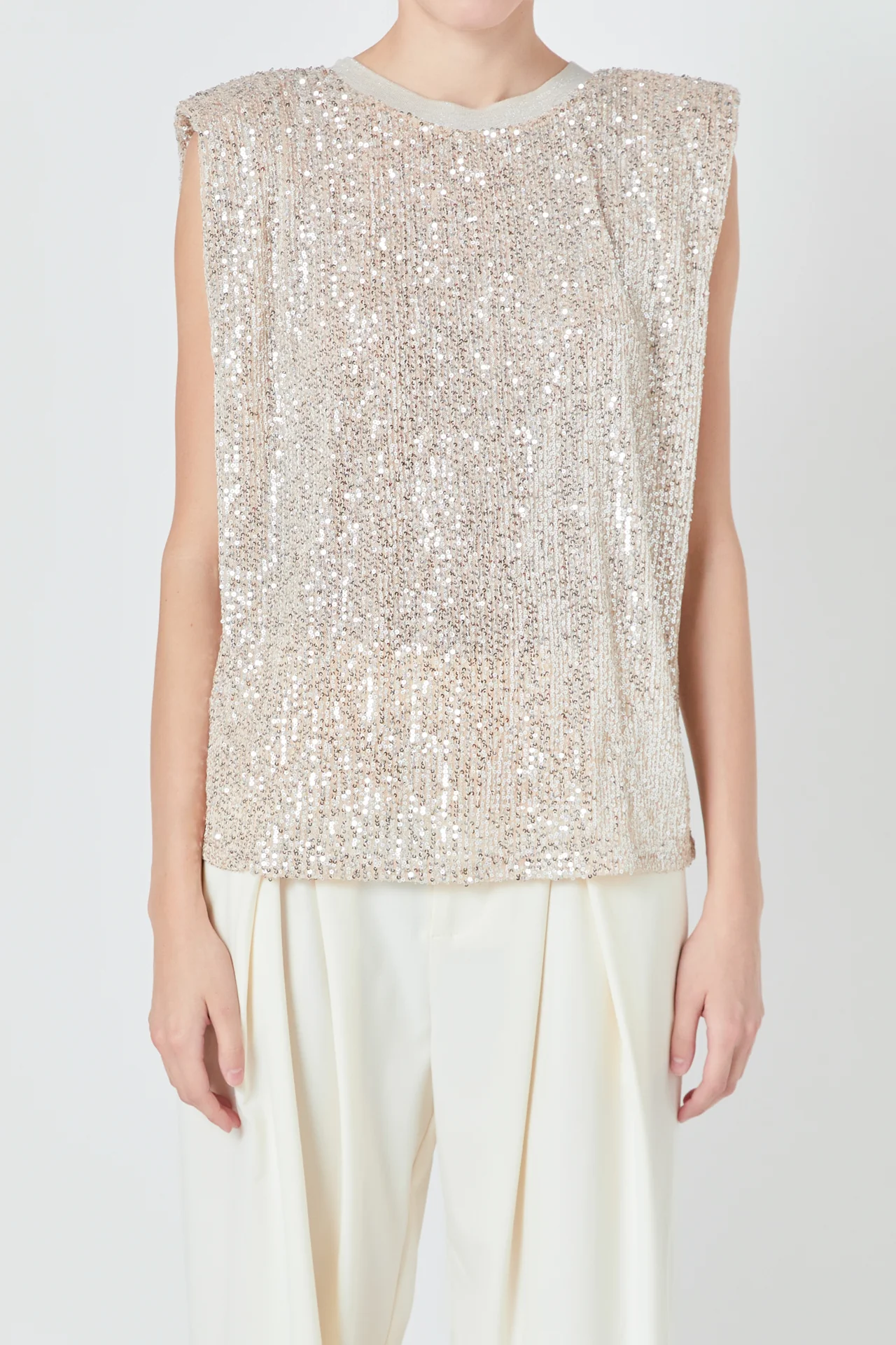 Sequin Shoulder Pad Top