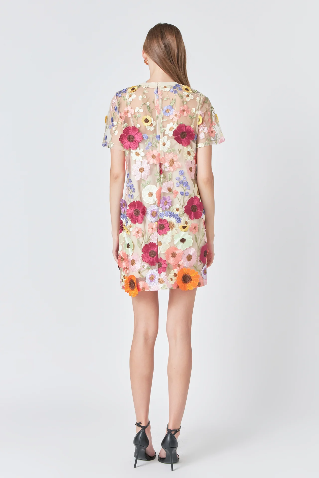 Floral Applique Mini Dress