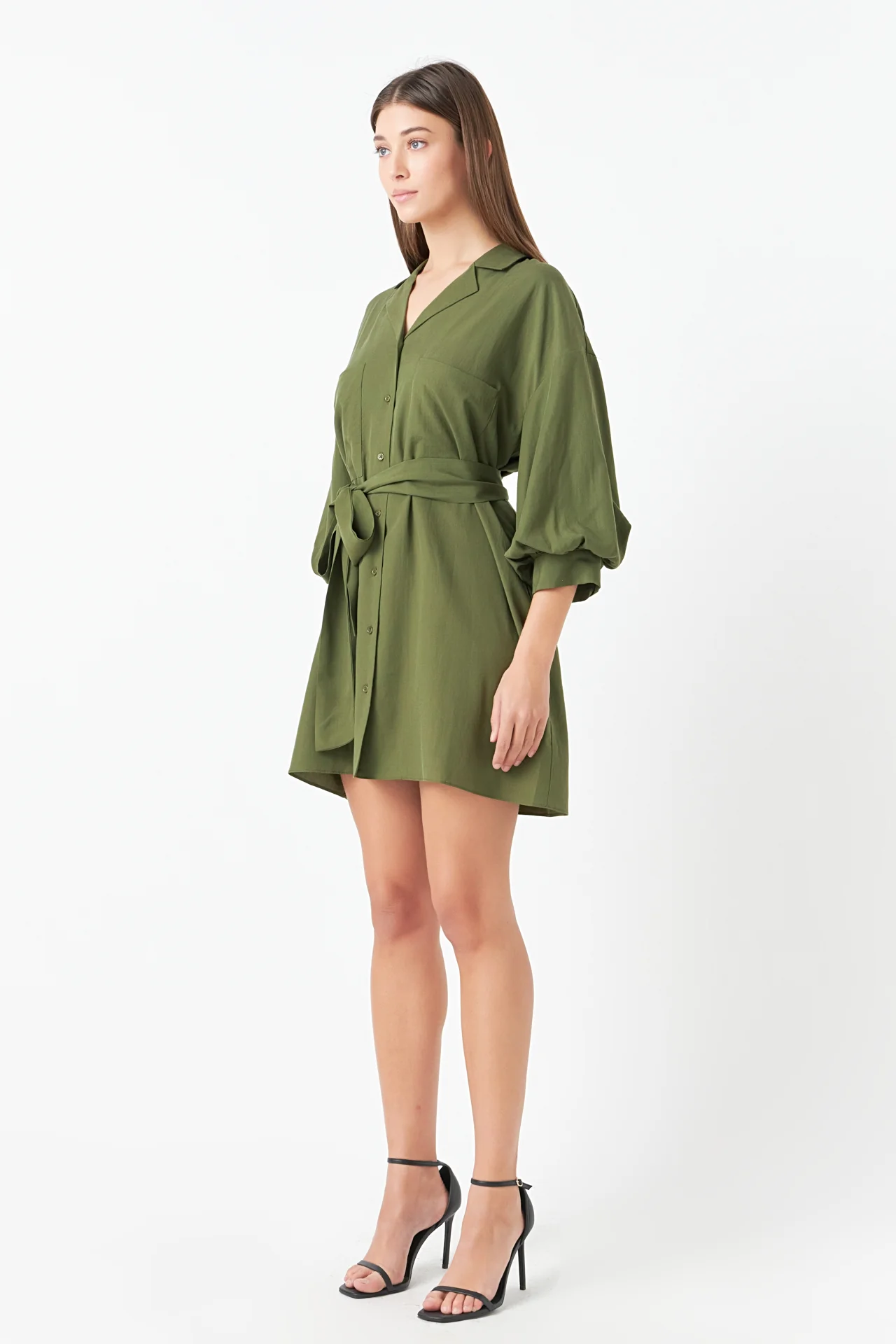 Belted Mini Shirt Dress