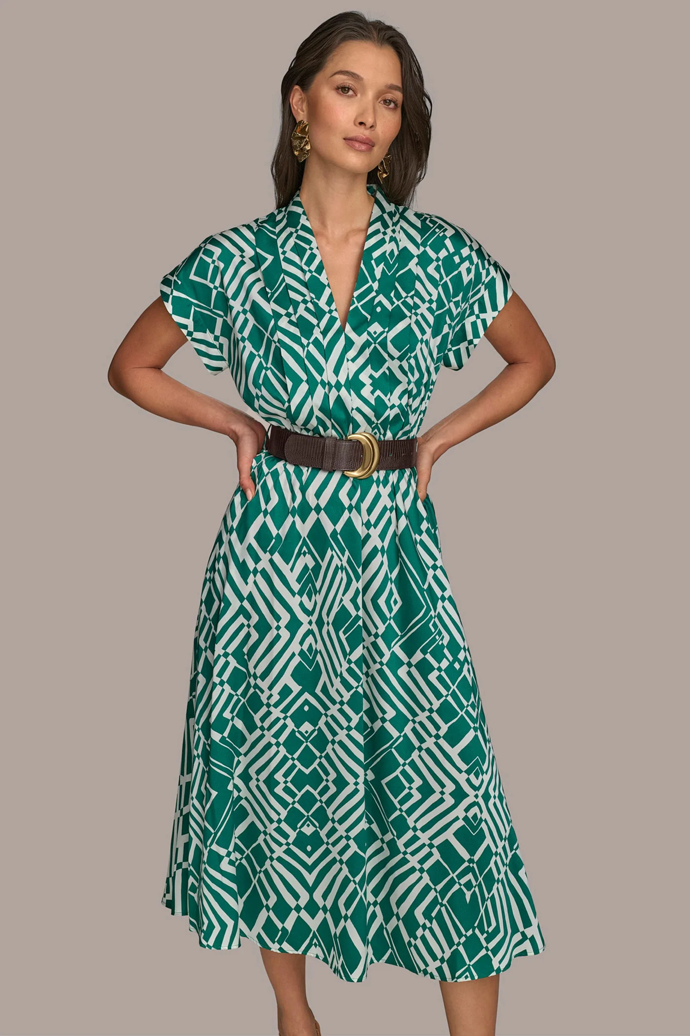 ABSTRACT MIDI SHIRT DRESS