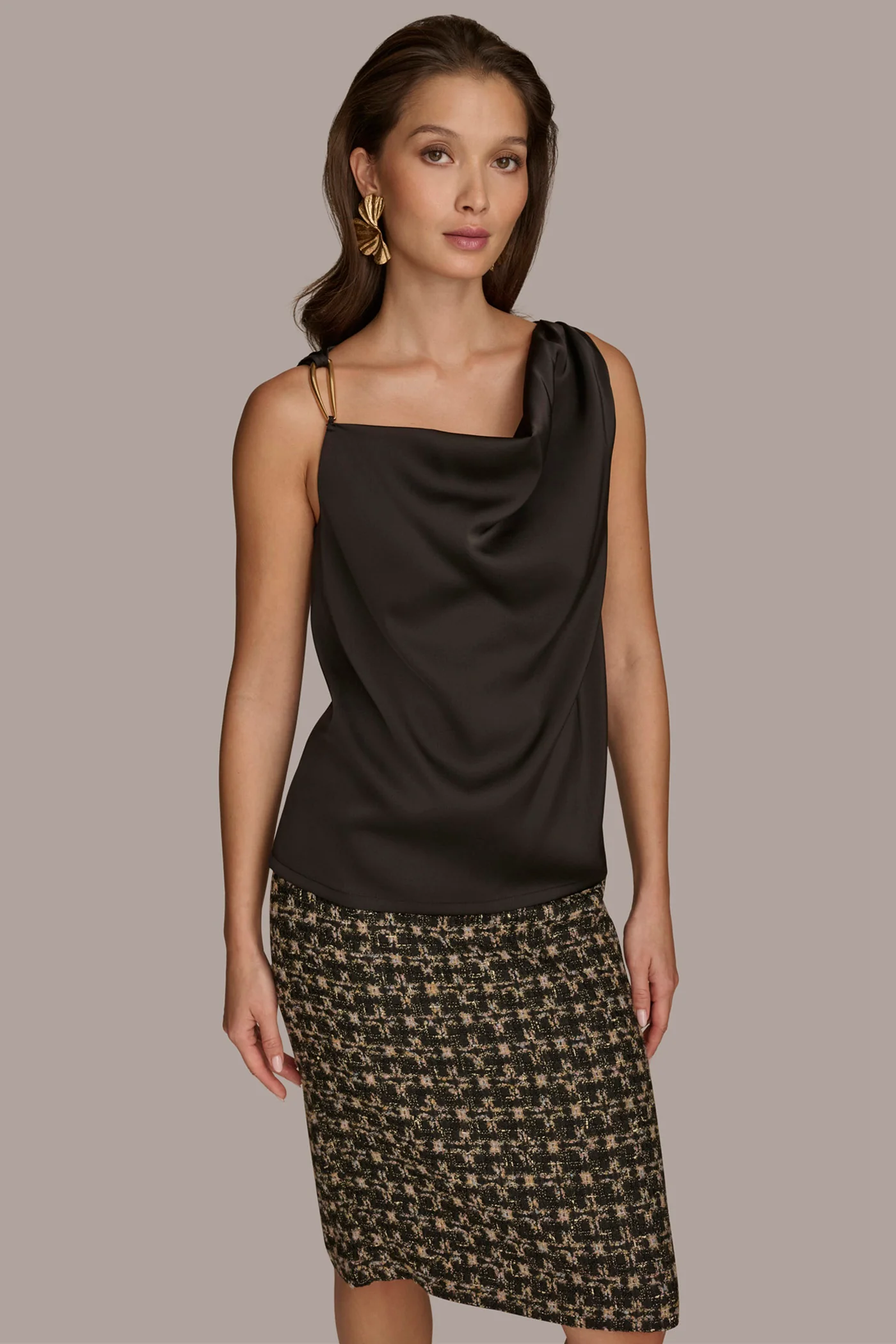 CHARMEUSE COWL NECK WITH HARDWARE