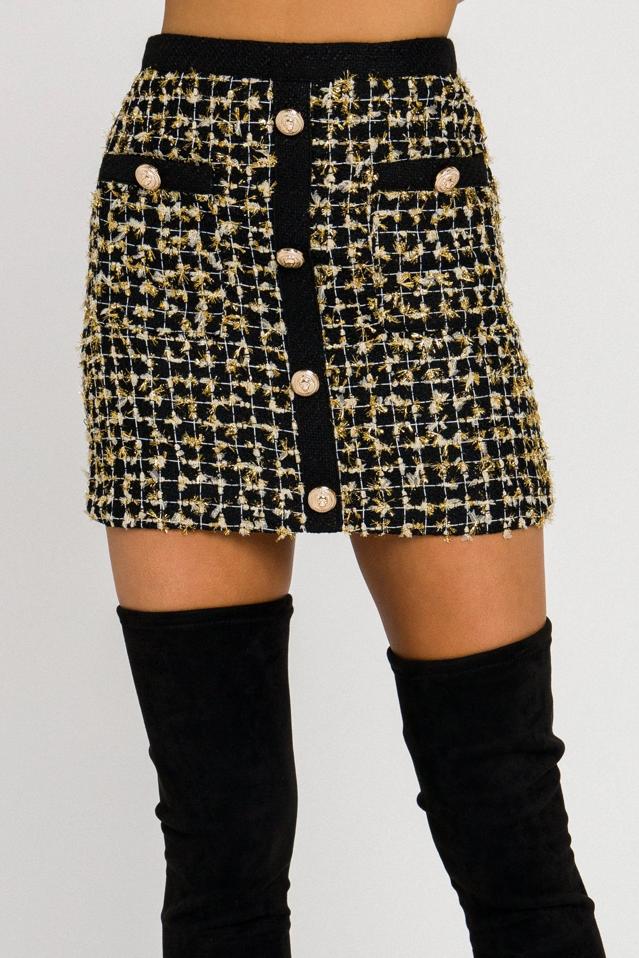 Metallic Tweed Mini Skirt