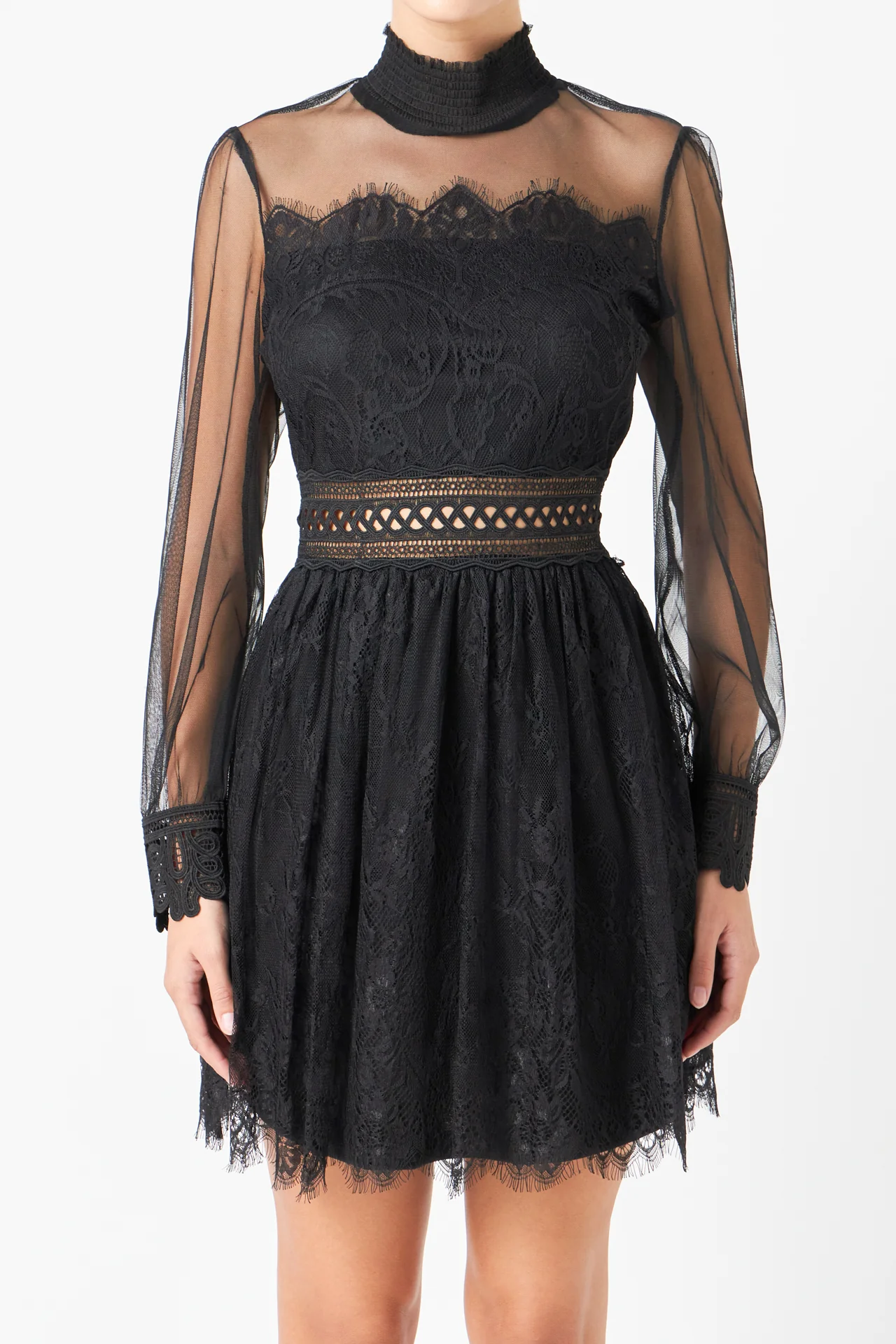 Long Sleeve Lace Mini Dress