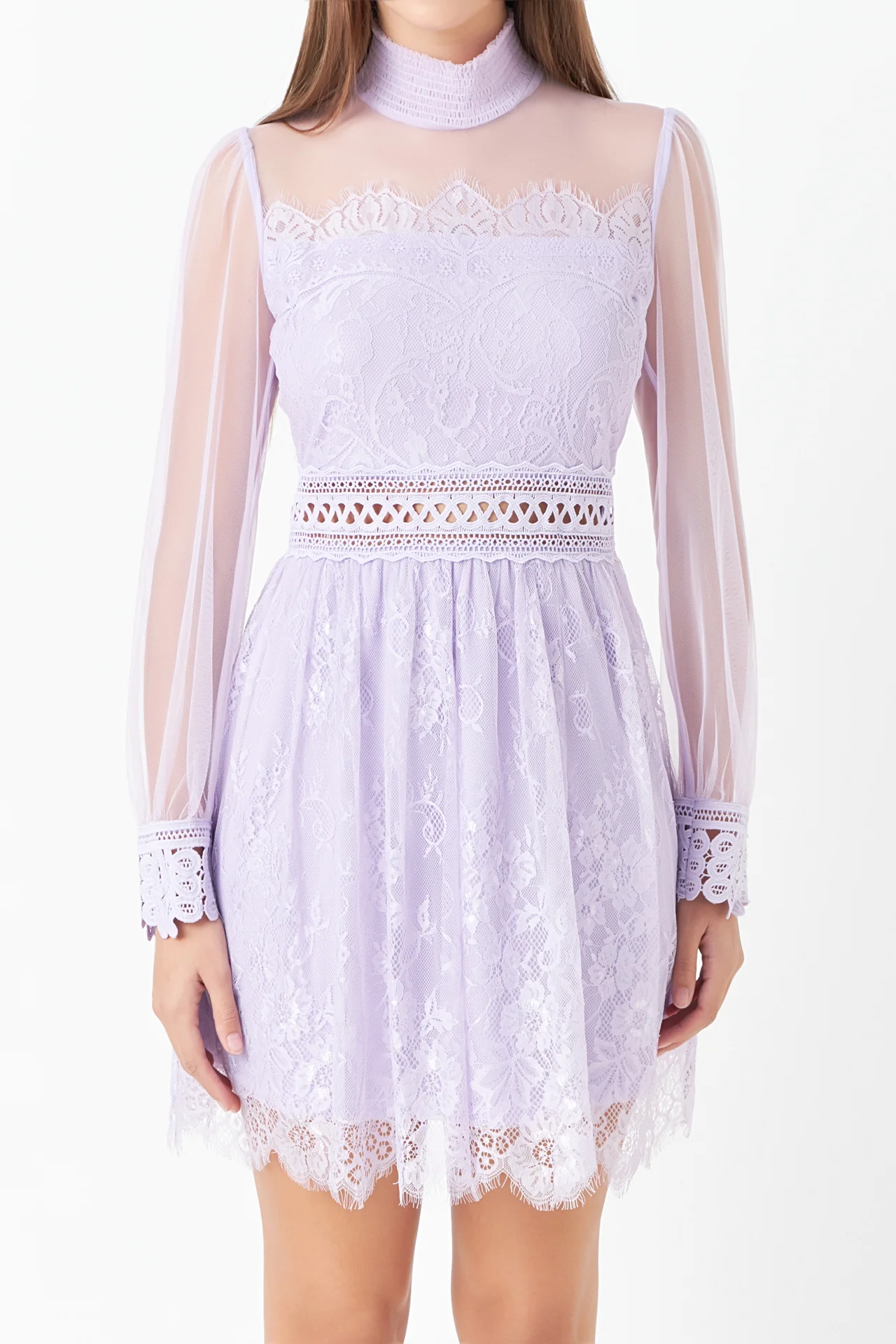 Long Sleeve Lace Mini Dress