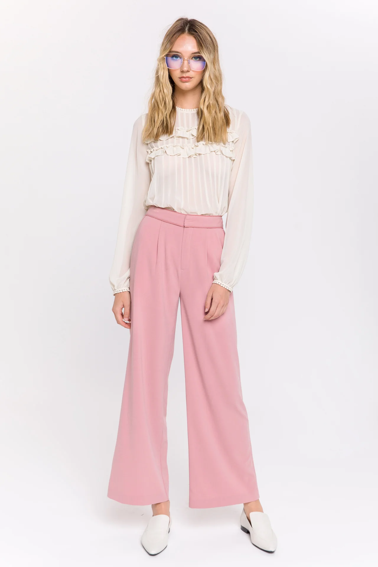 Lace Detail Pleated Blouse