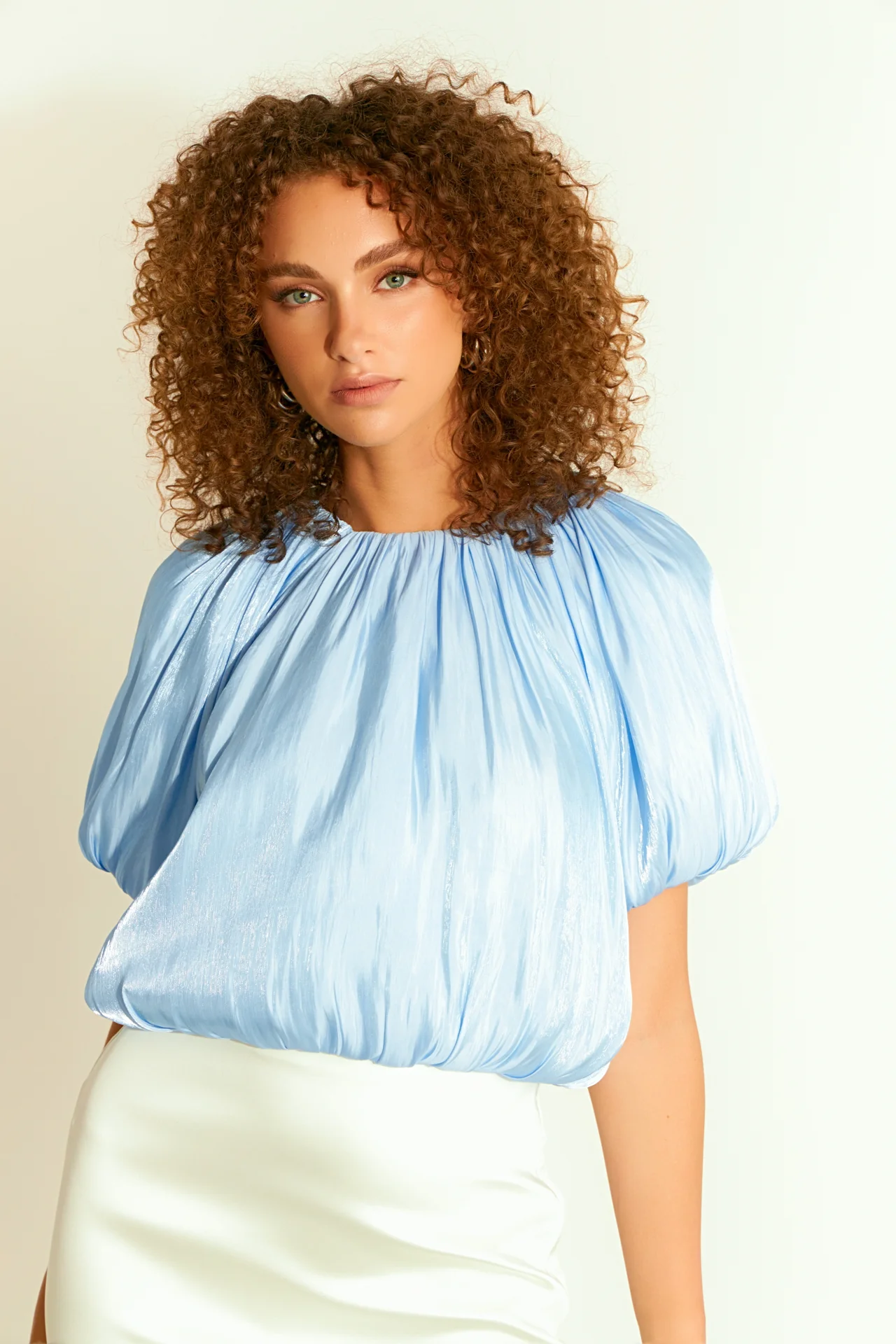 Sheen Effect Blouson Top