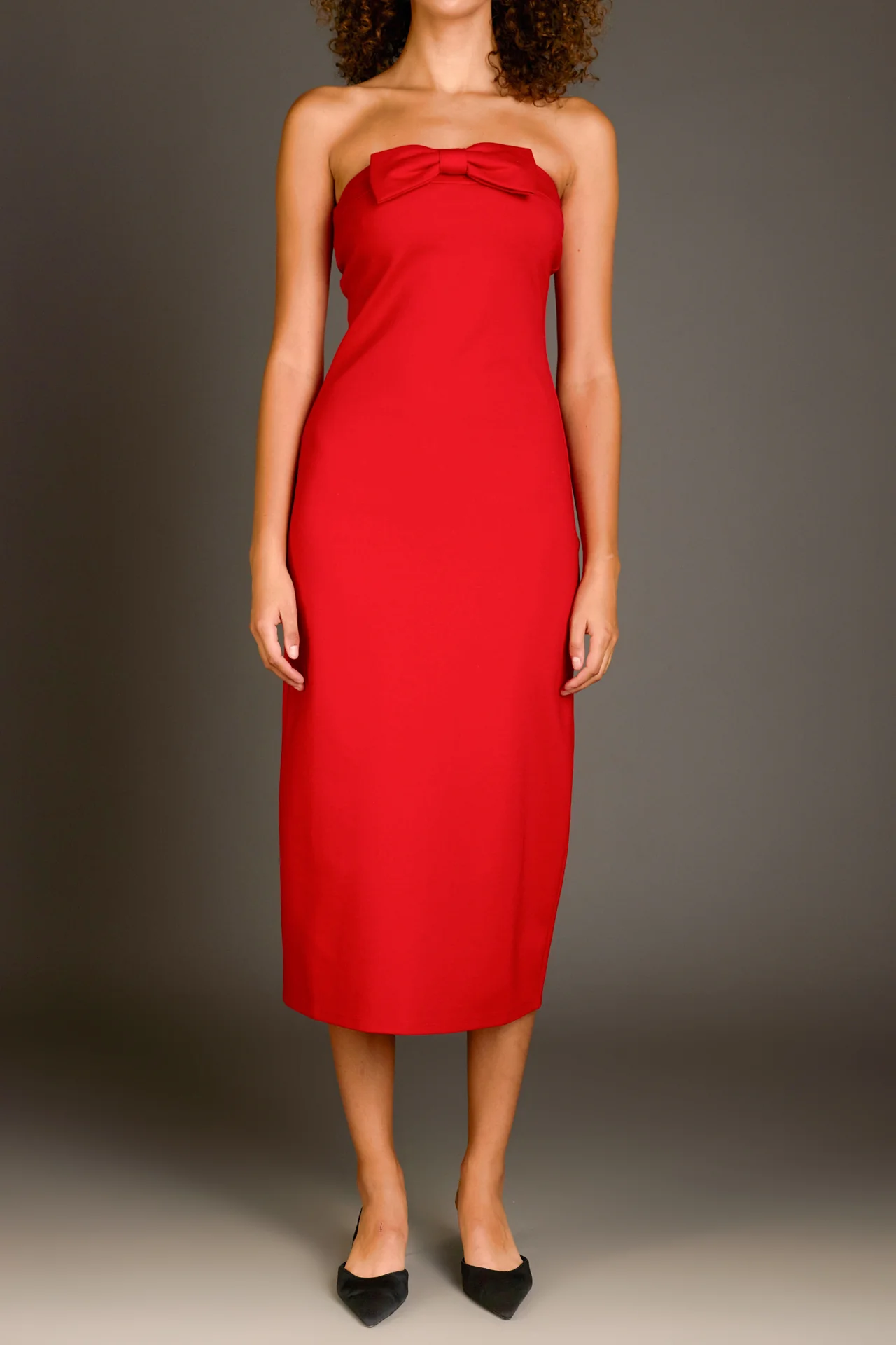 Strapless Bow Midi Dress