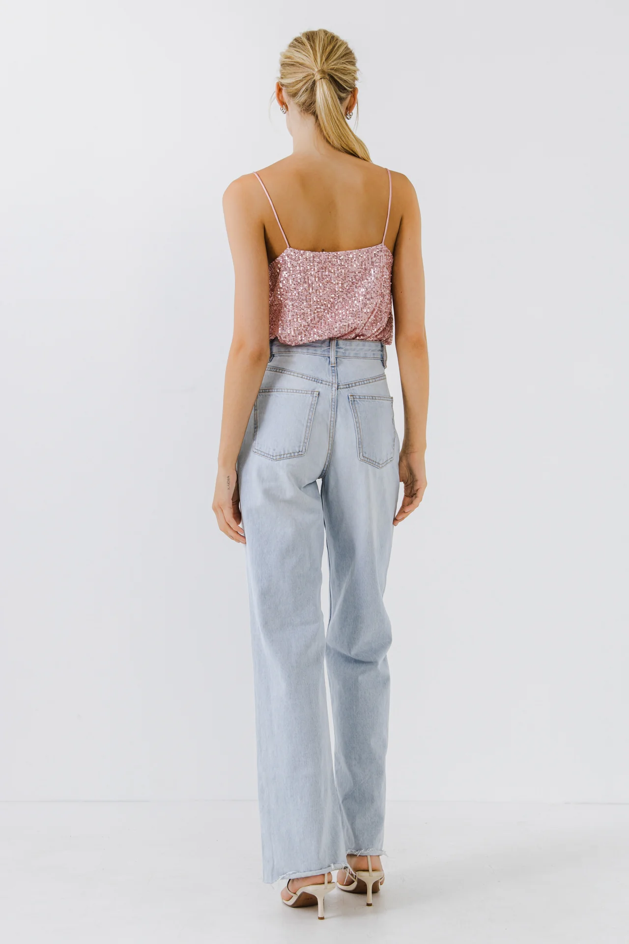 Sequins Cowl Neck Top