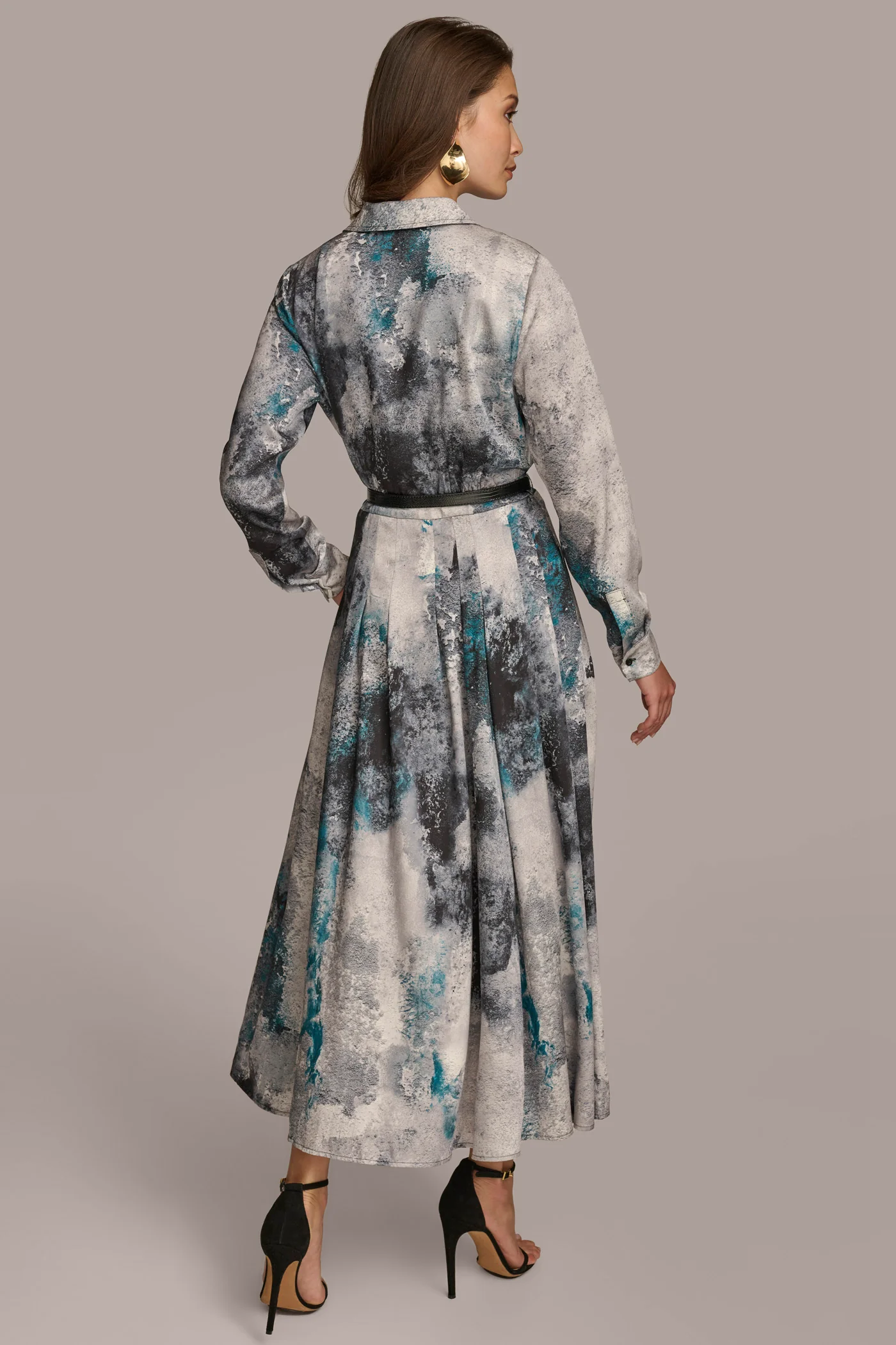PRINTED SHIRT DRESS WITH BELT