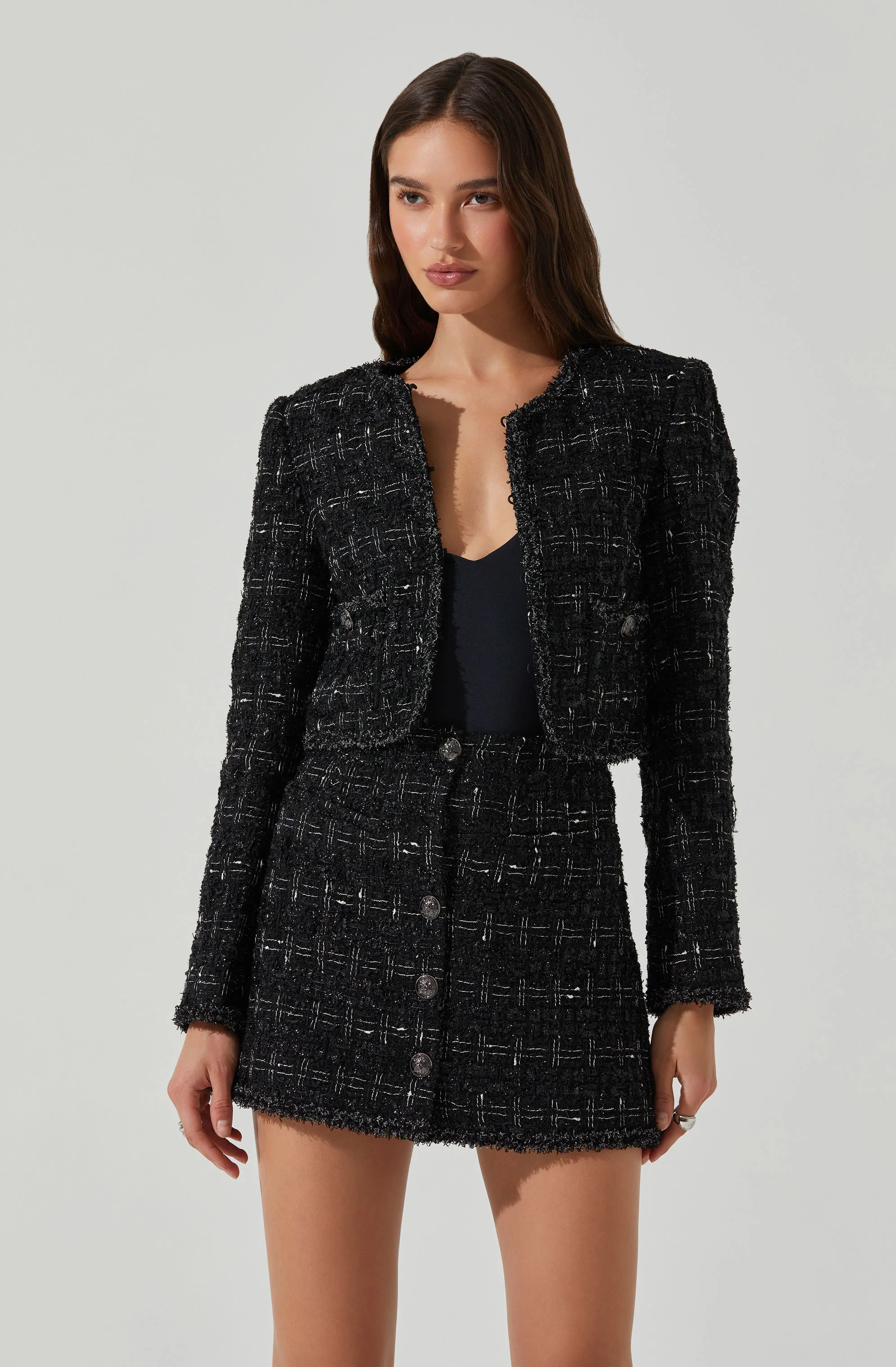 Mavey Tweed Mini Skirt