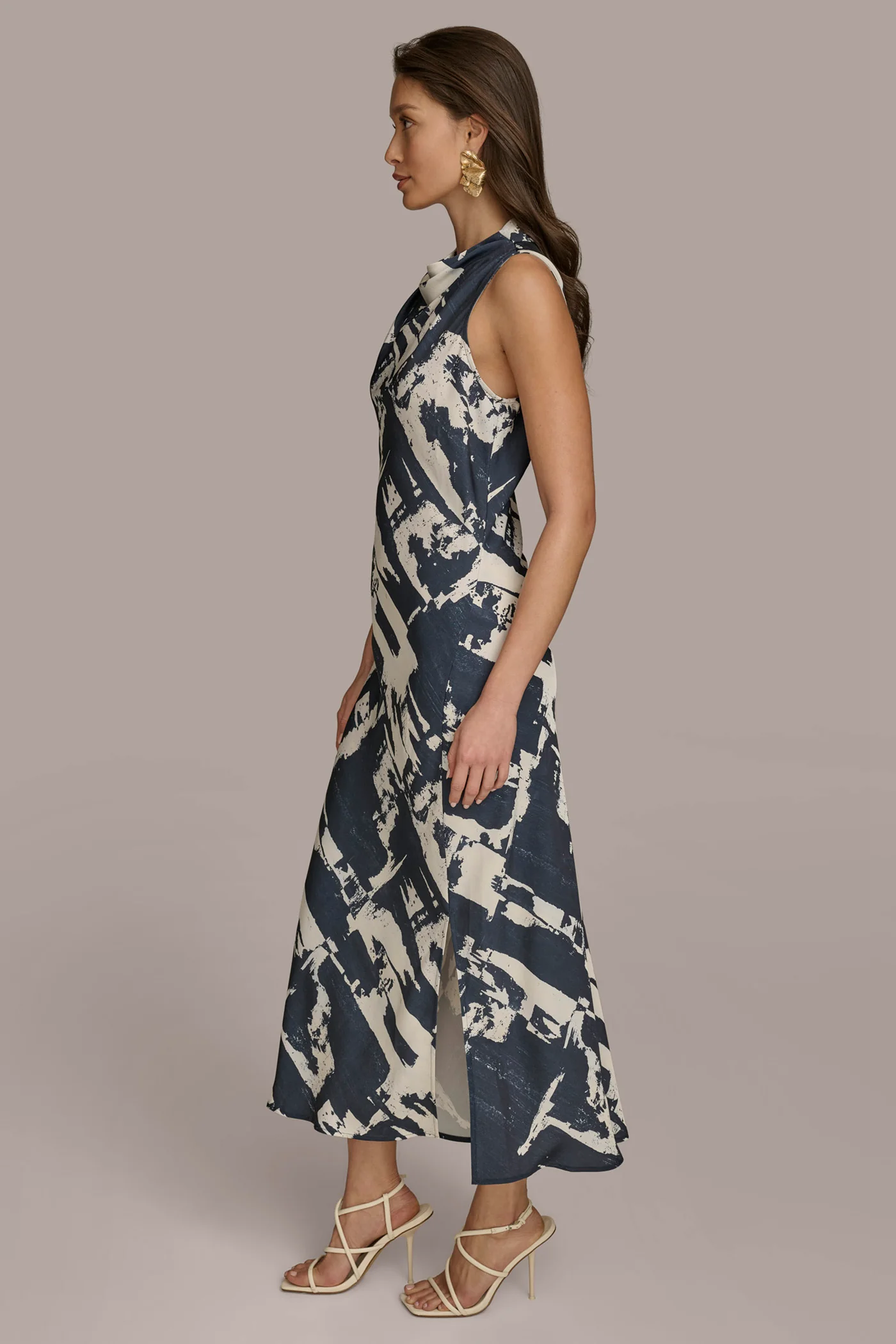 PRINTED MOCK NECK DRESS