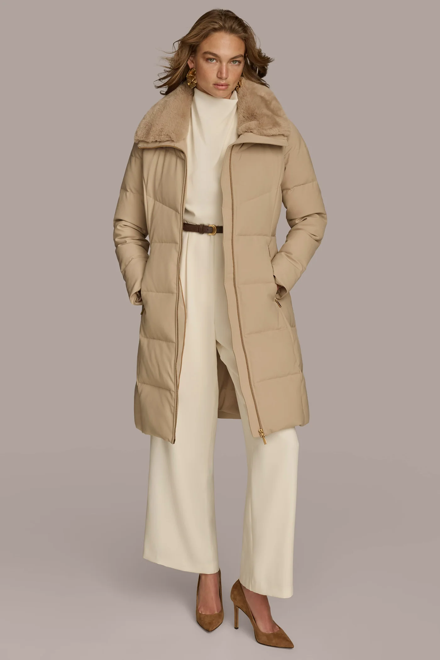 Walker Puffer Coat with Faux Fur Trim