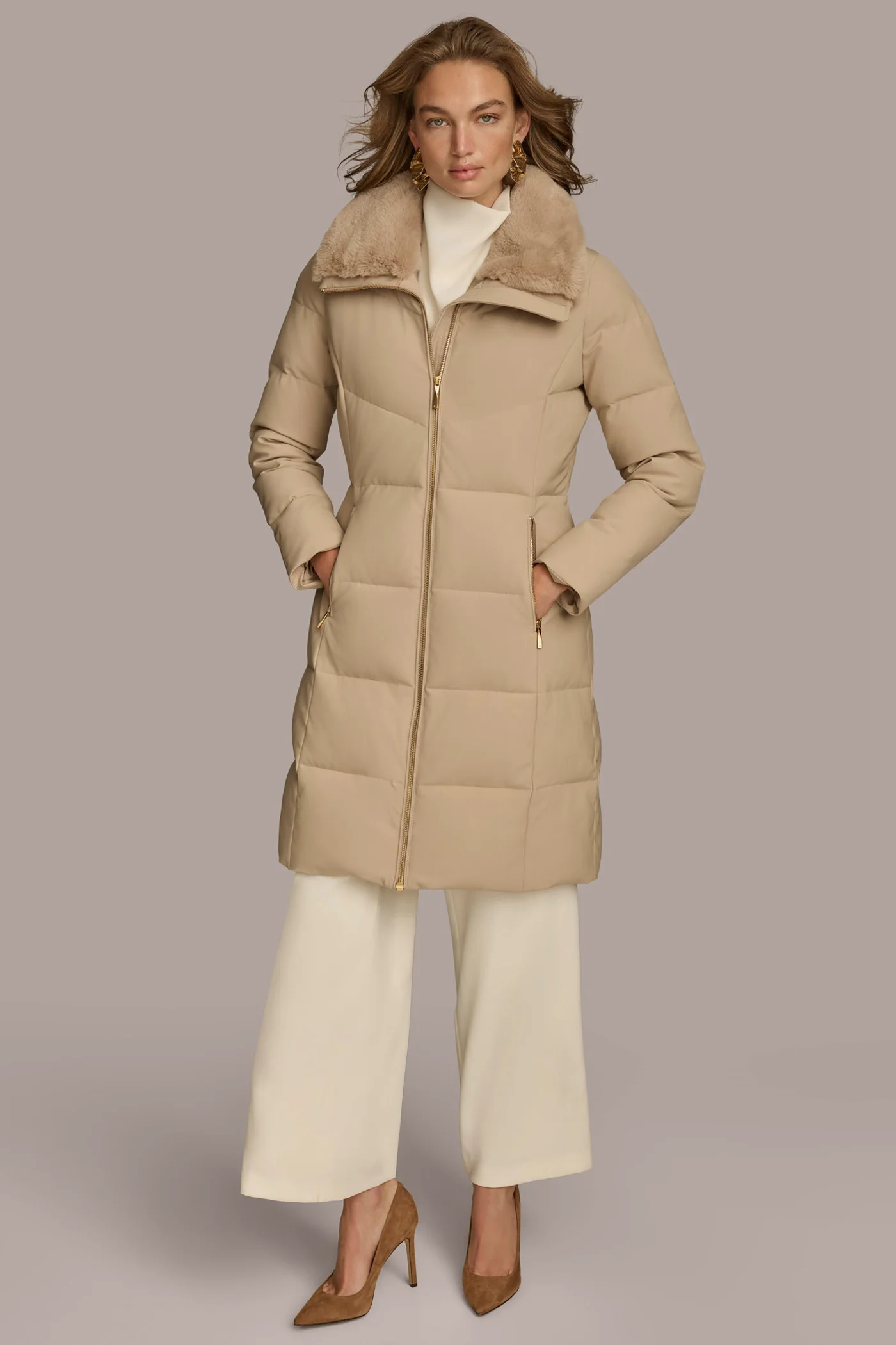 Walker Puffer Coat with Faux Fur Trim