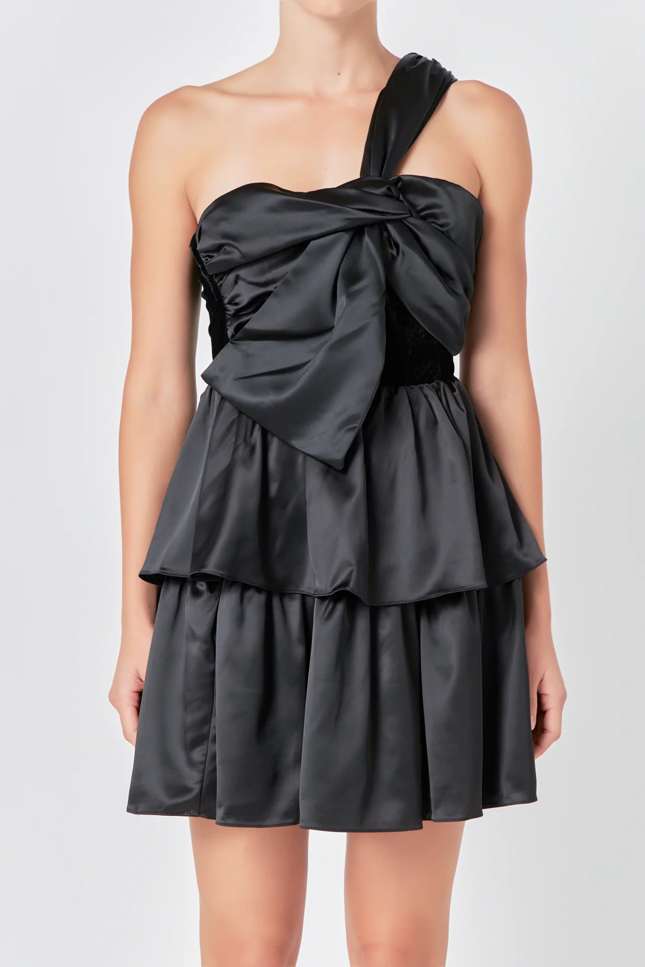 One-Shoulder Satin Mini Dress