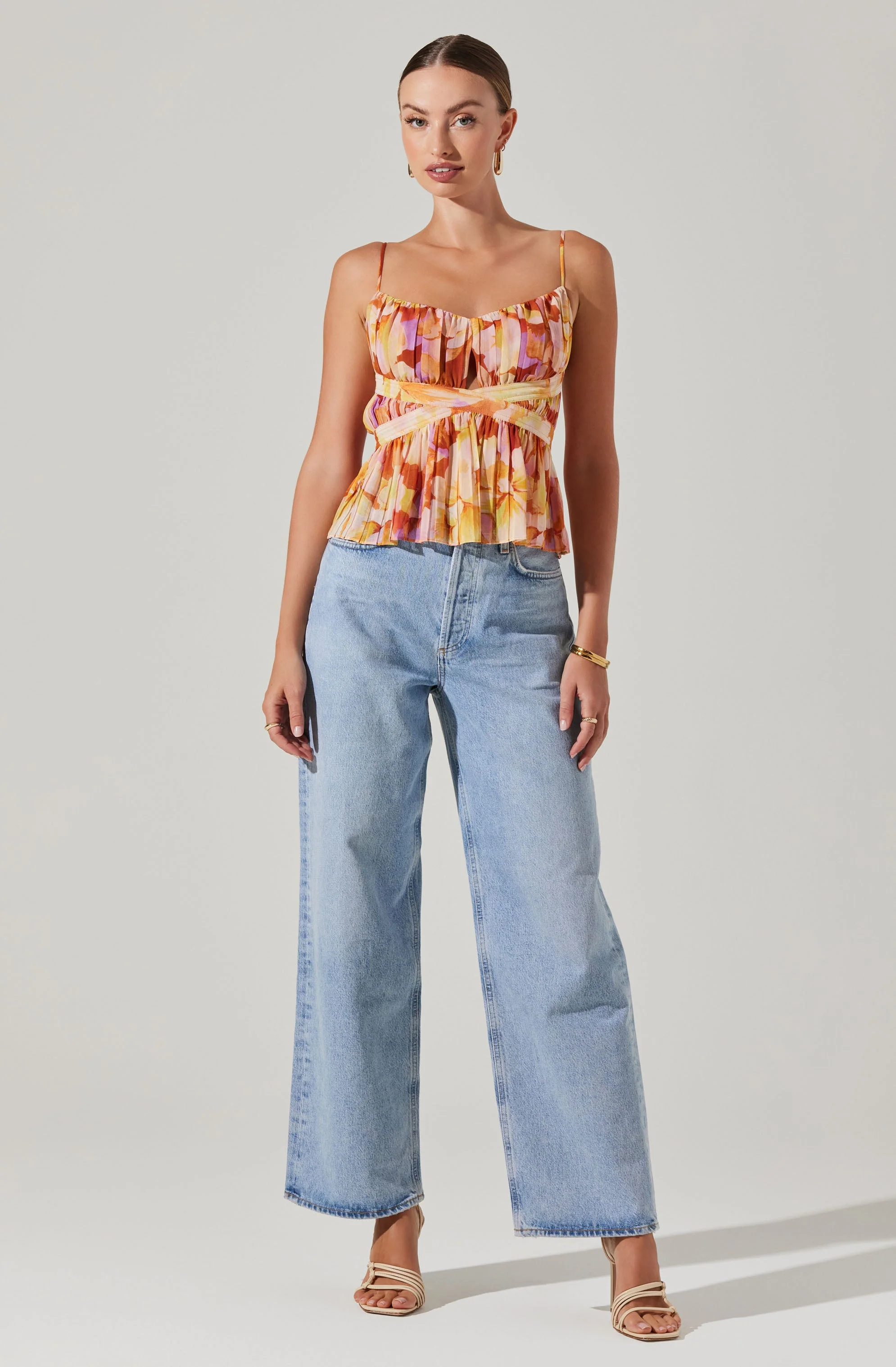 Katie Pleated Floral Top