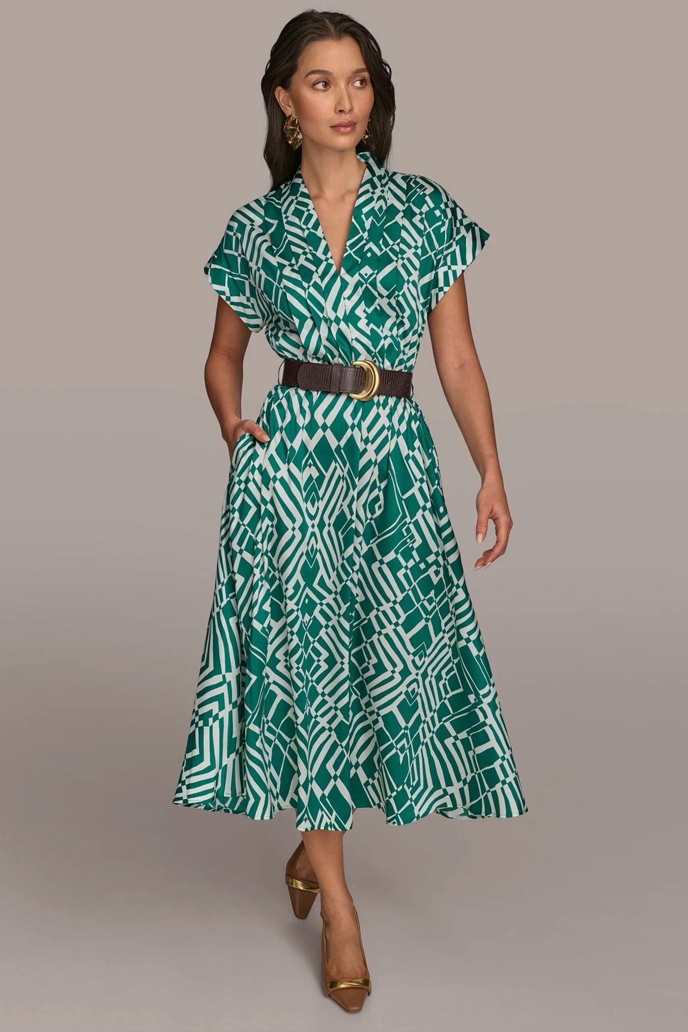 ABSTRACT MIDI SHIRT DRESS