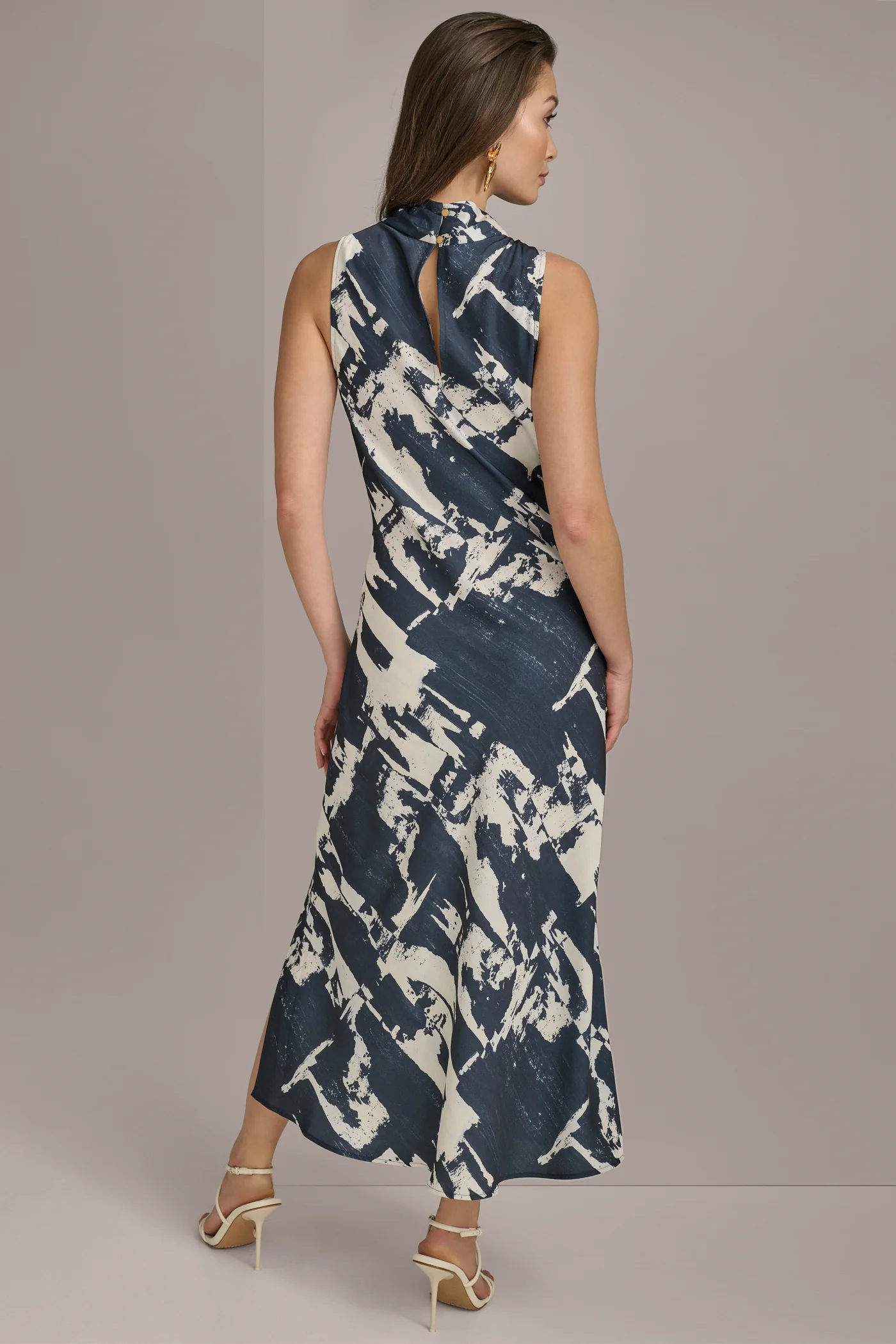 PRINTED MOCK NECK DRESS