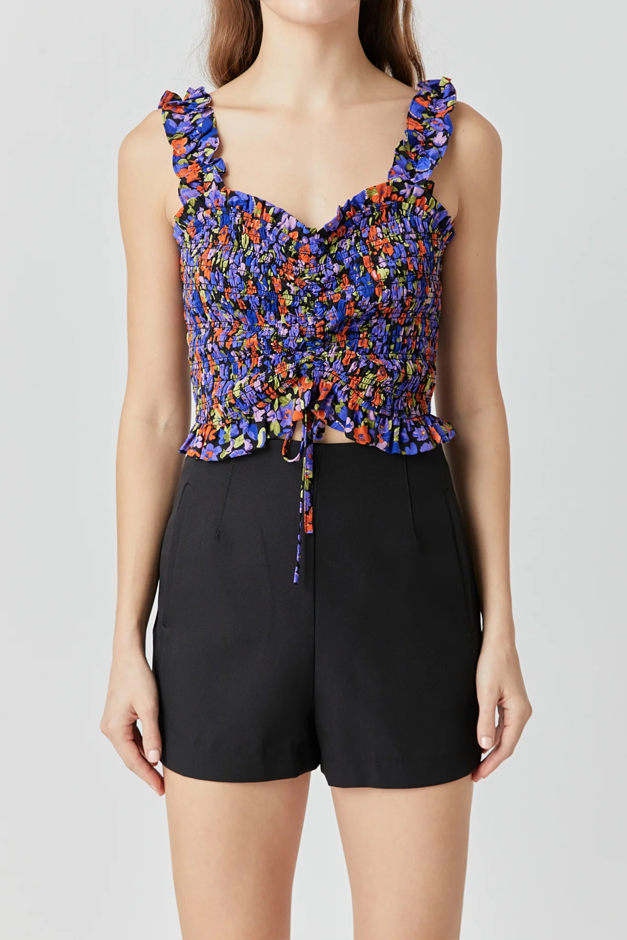 Floral Print Smocked Top