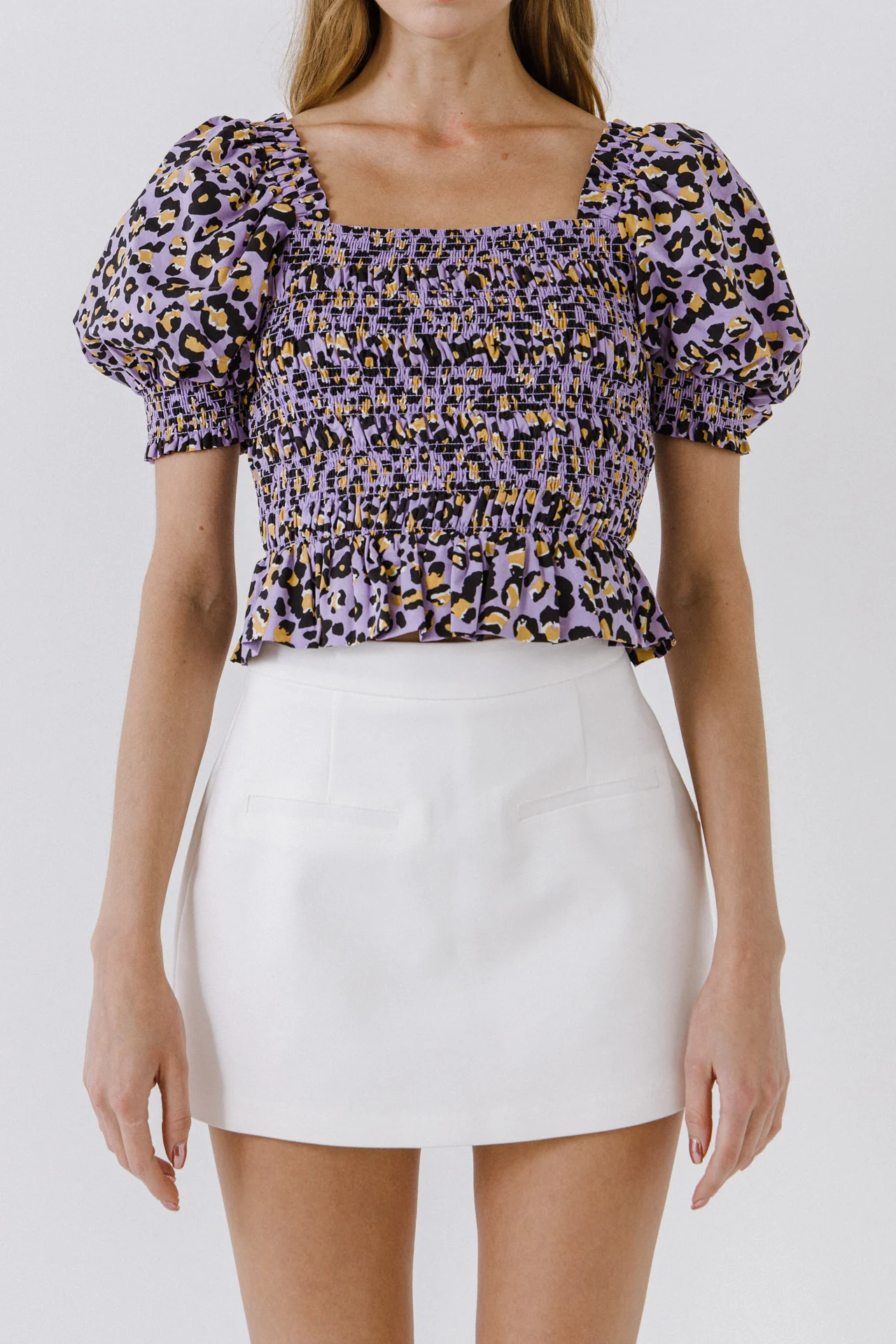 Animal Print Smocked Top