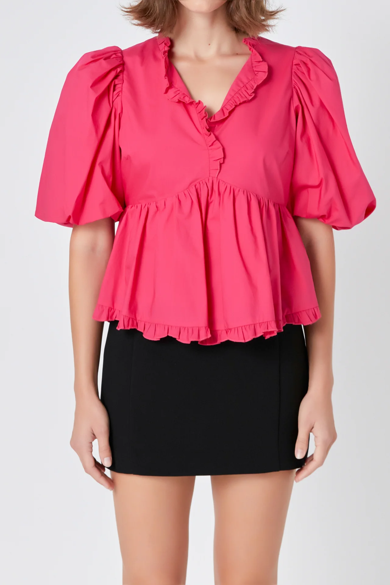 Puff Sleeve Peplum Top