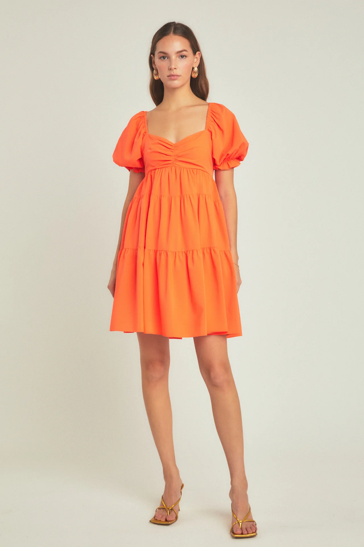 Classic Sweetheart Tiered Mini with Puff Sleeves