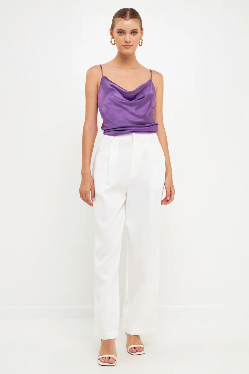 Satin Cowl Neck Top