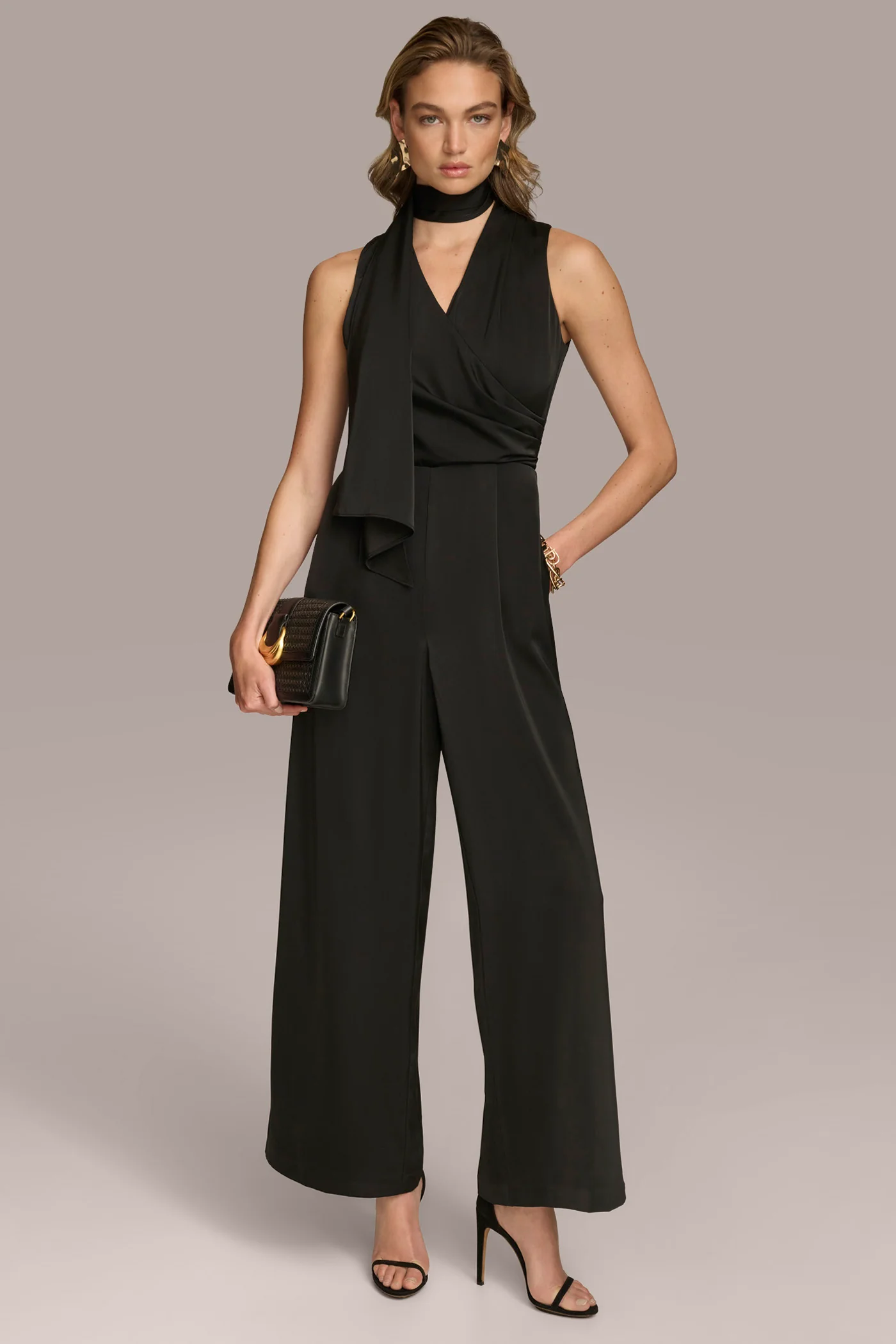 SATIN V NECK JUMPSUIT