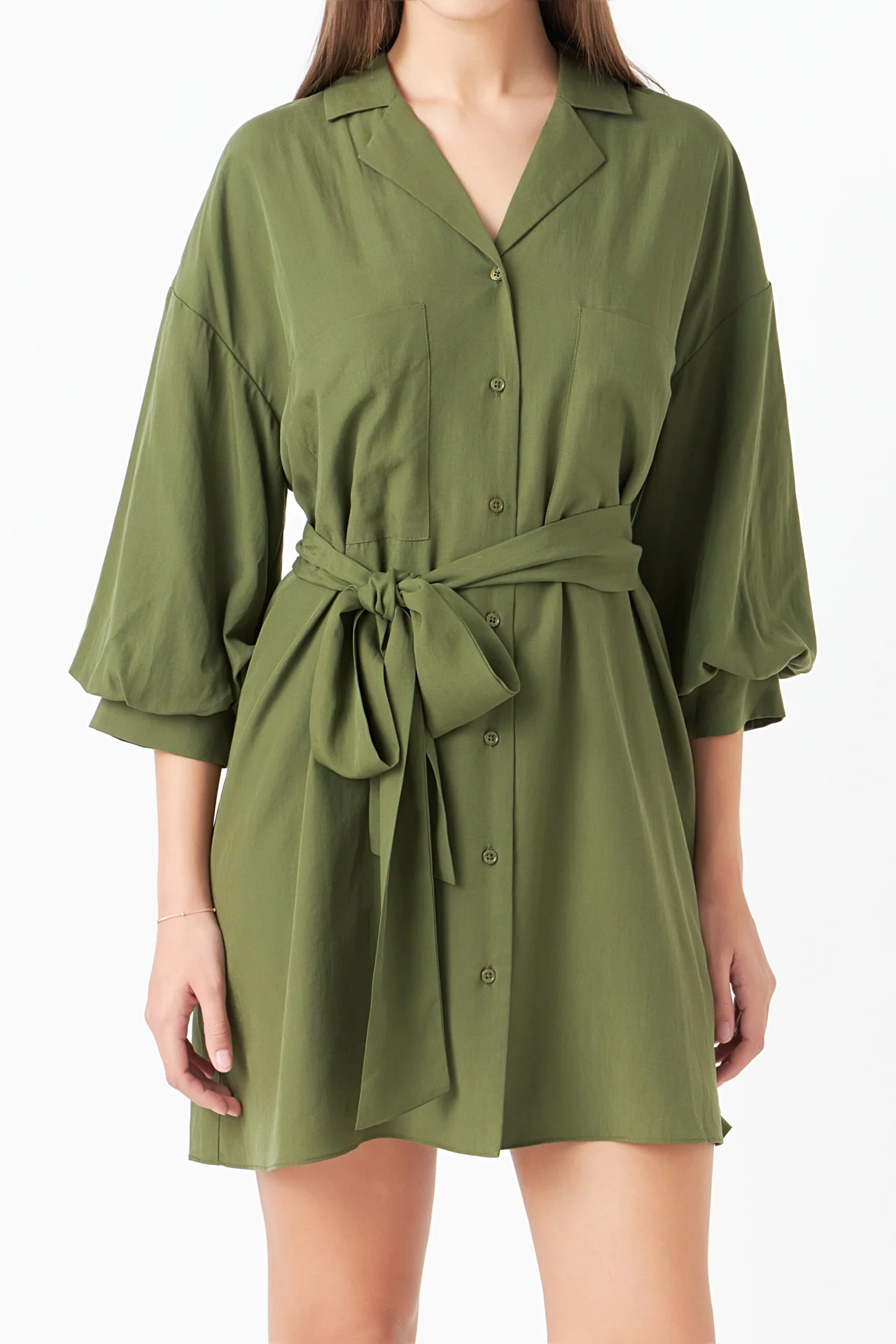 Belted Mini Shirt Dress