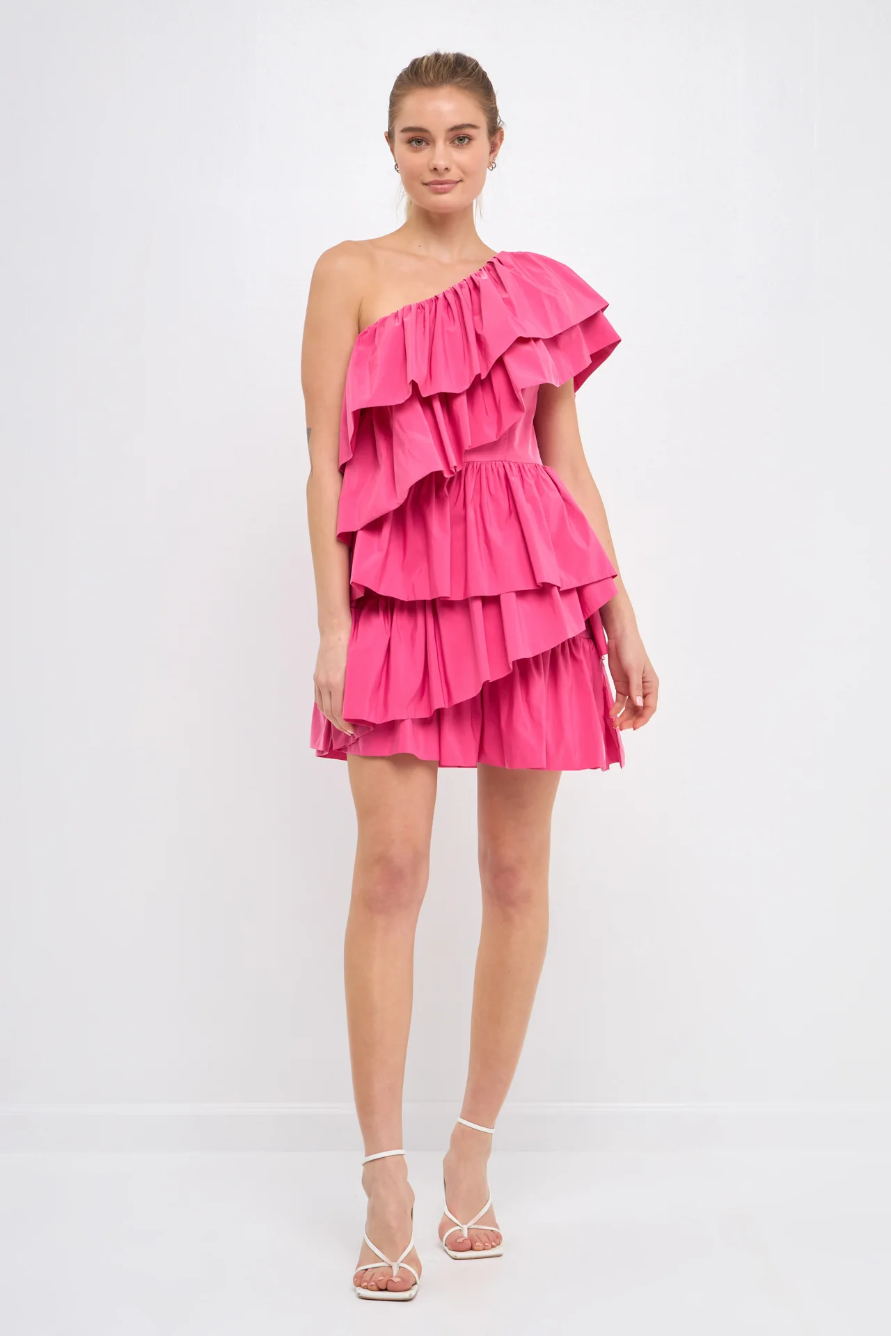 One-Shoulder Ruffled Mini Dress