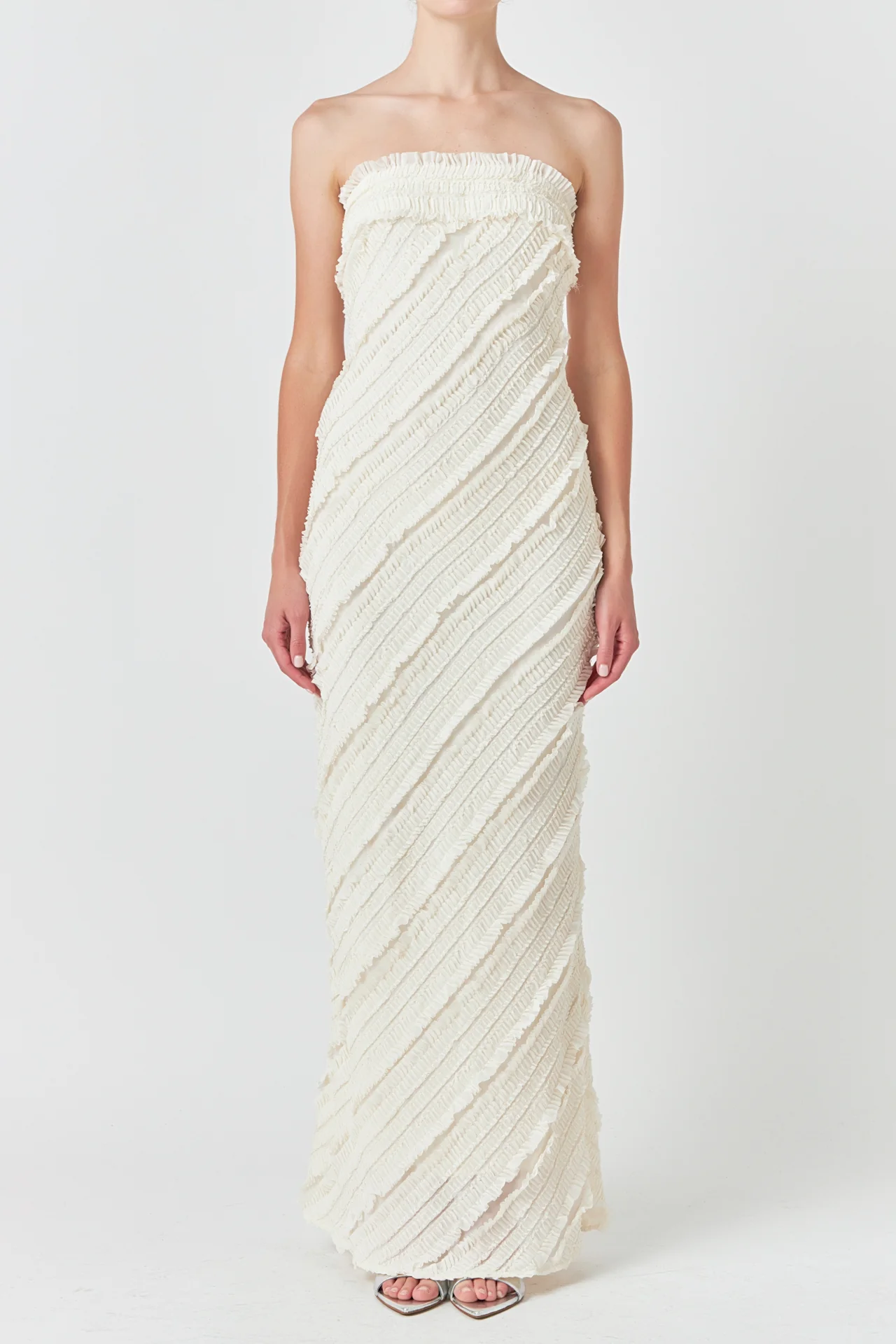 Strapless Ruffled Maxi Dress