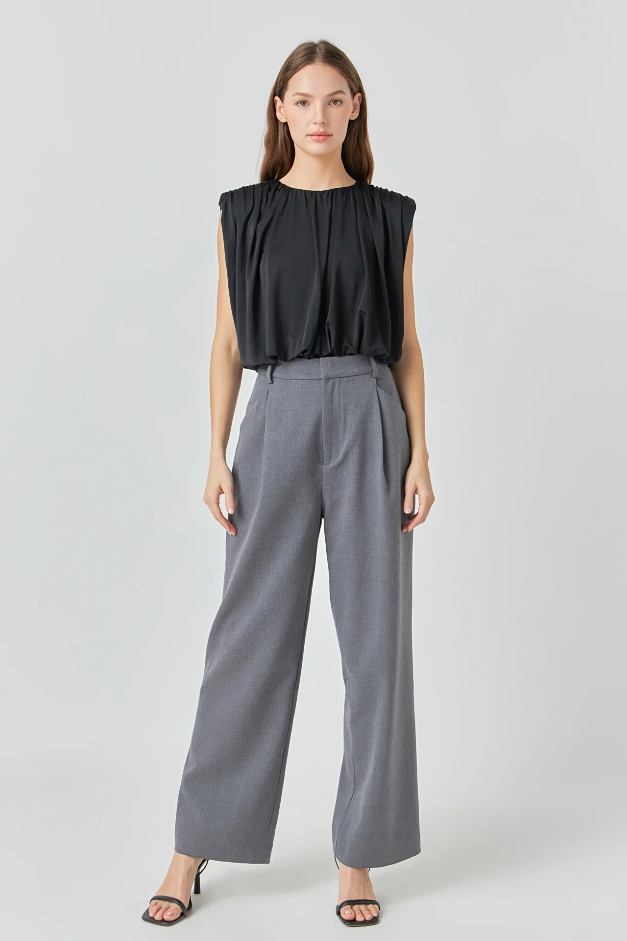 Shirred Shoulder Cropped Top