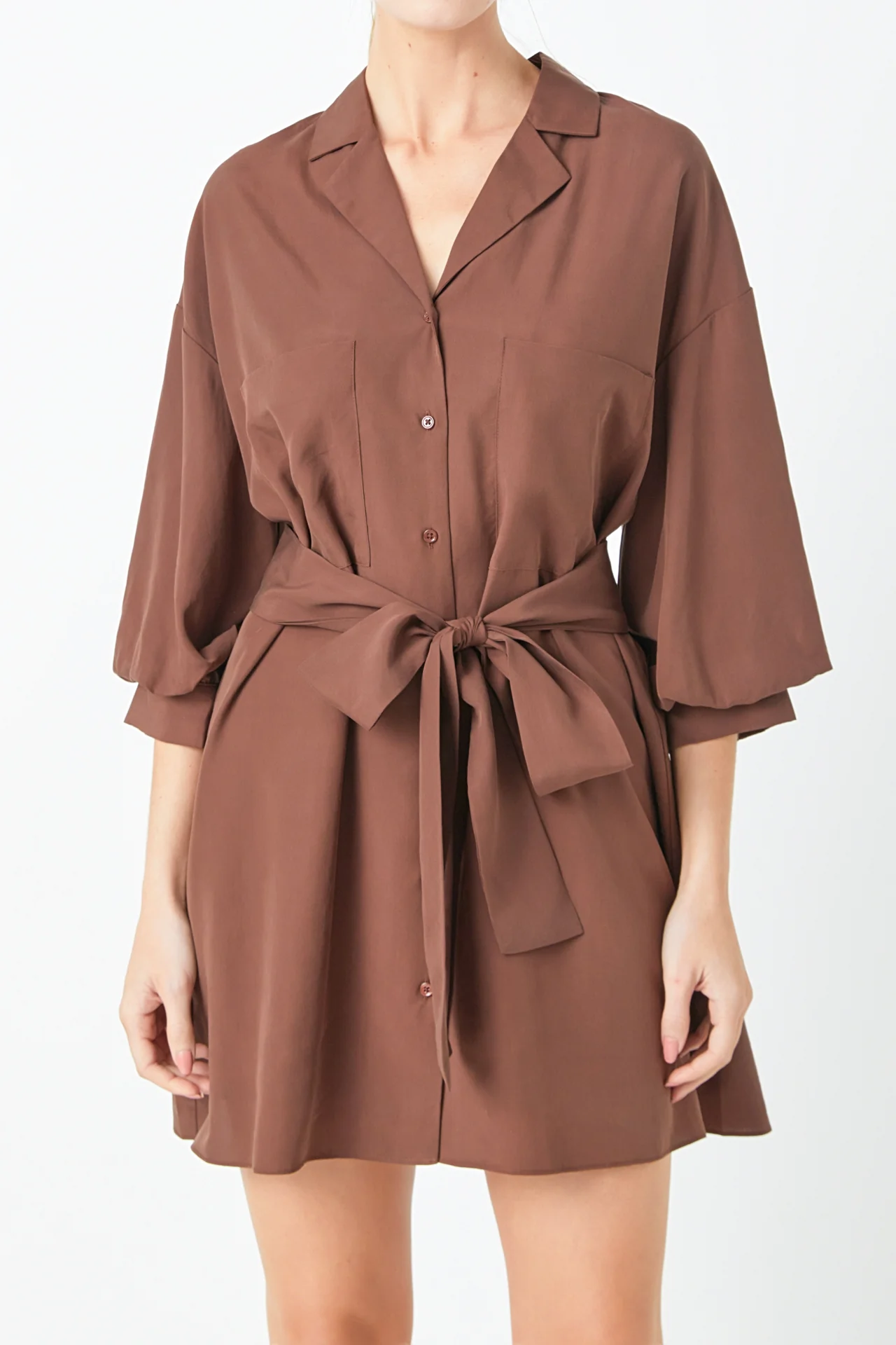 Belted Mini Shirt Dress