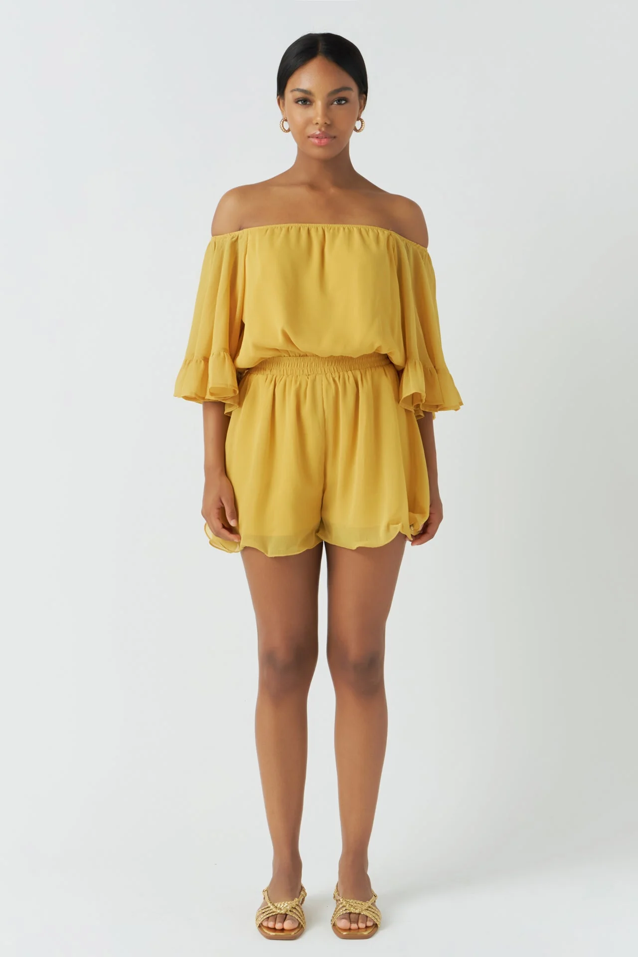Ruffled Sleeve Romper