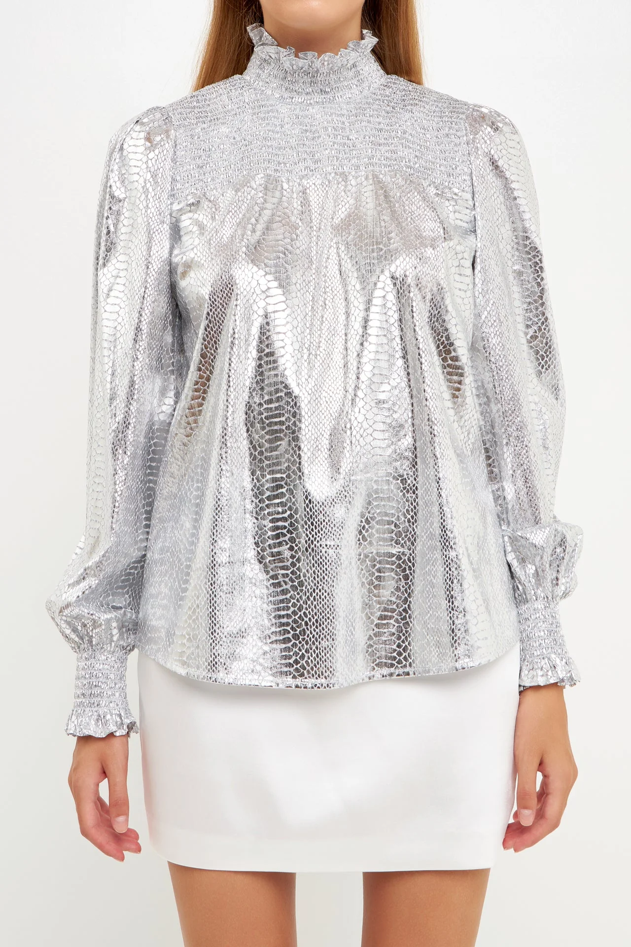 Animal Print Smocked Blouse