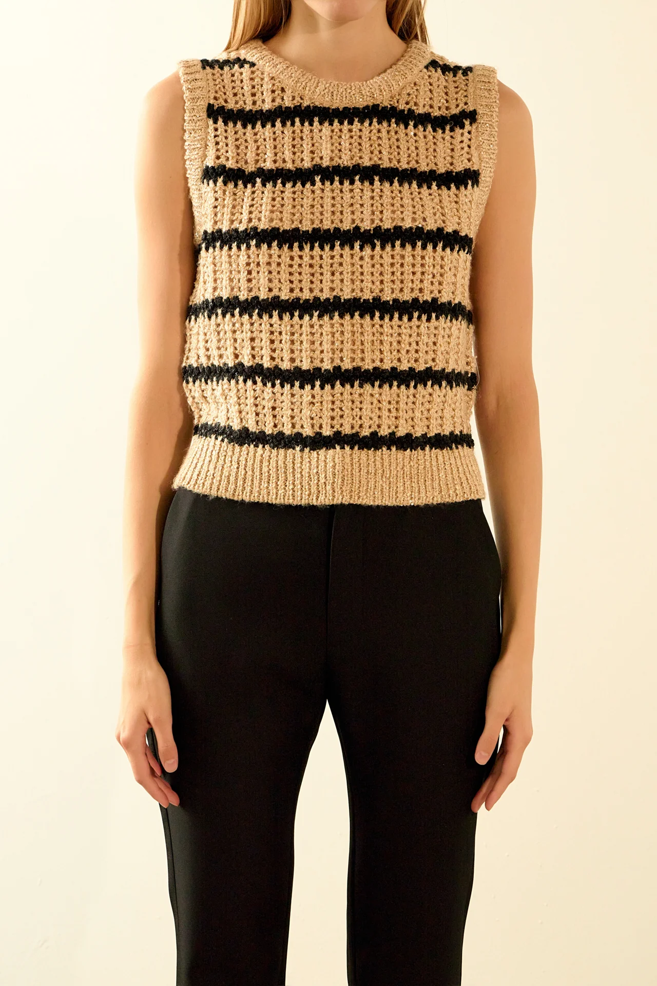 Sequins Stripe Knit Top
