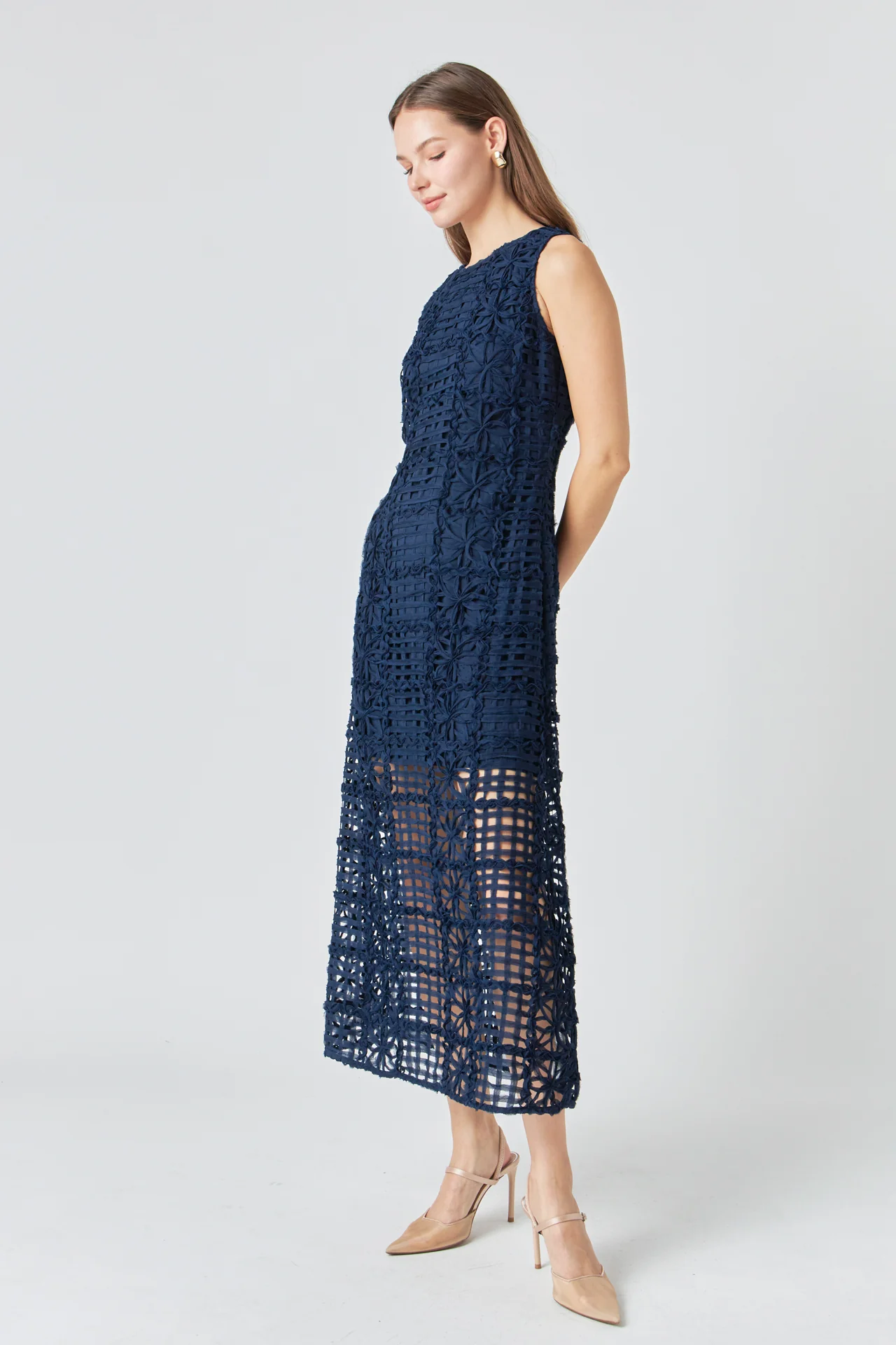 Textured Sleeveless Maxi Dress