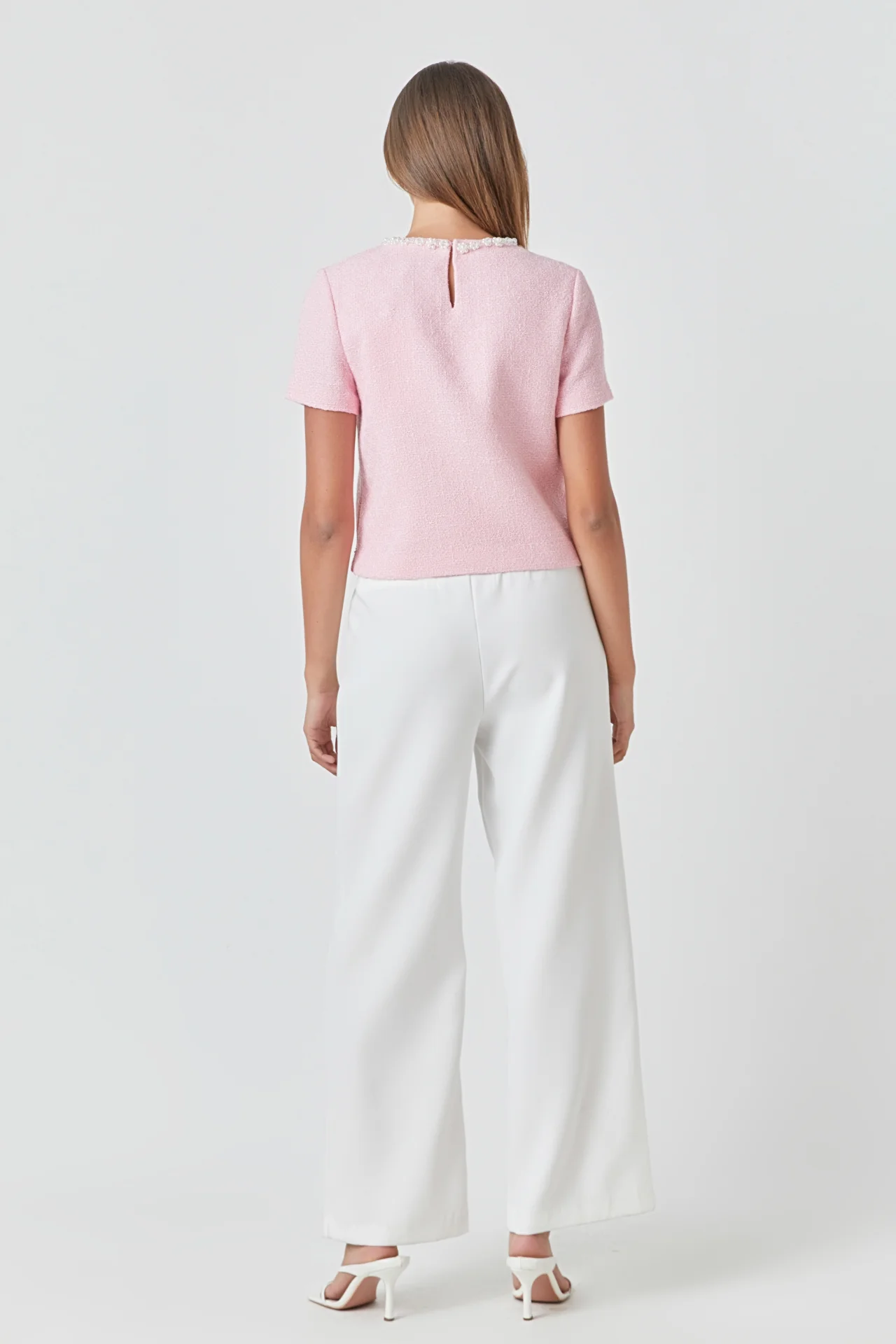 Pearl Trim Linen Top