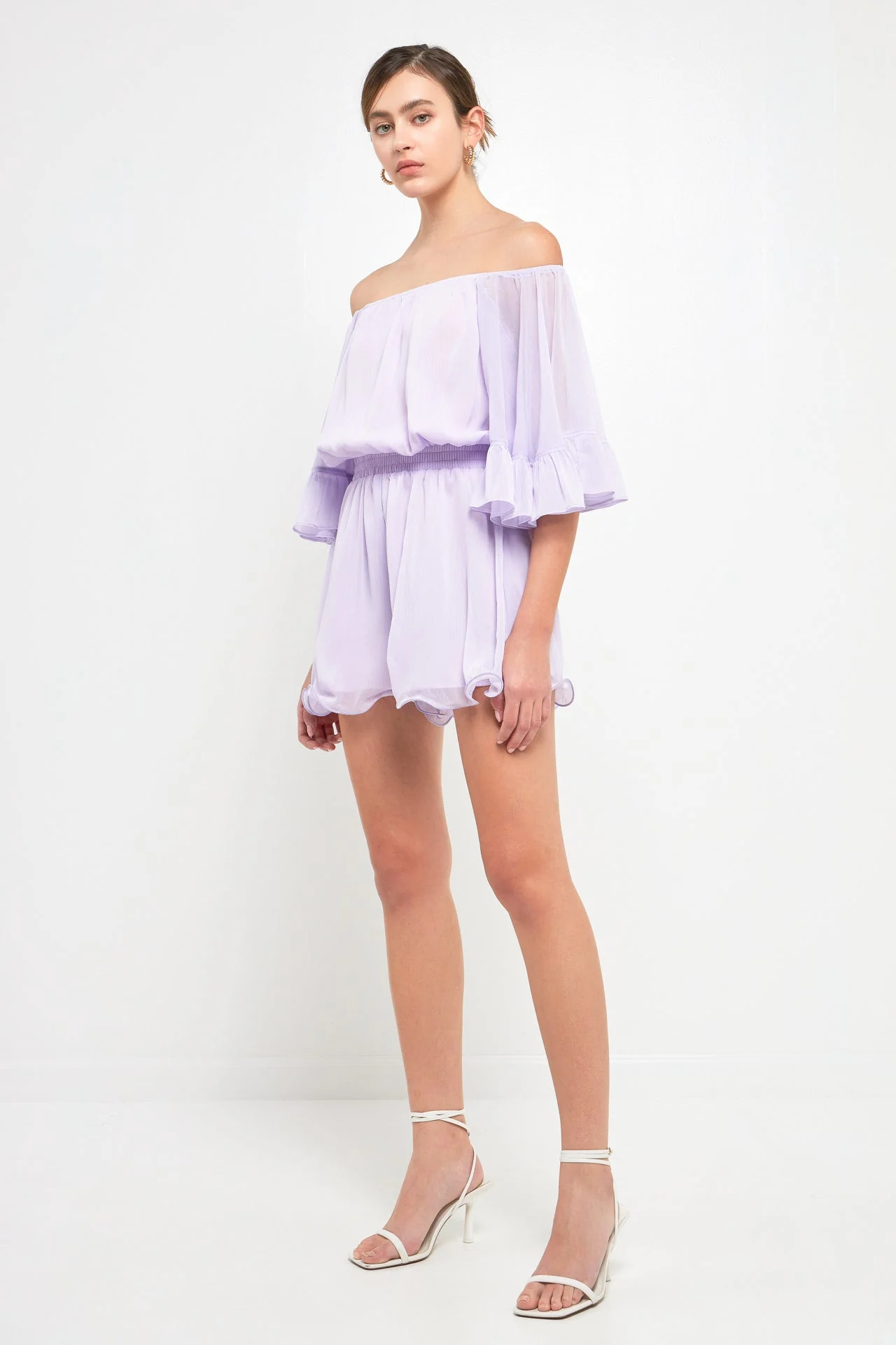 Ruffled Sleeve Romper